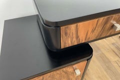 Ladies Desk Art Deco Style Dressing Table in Walnut and Maple