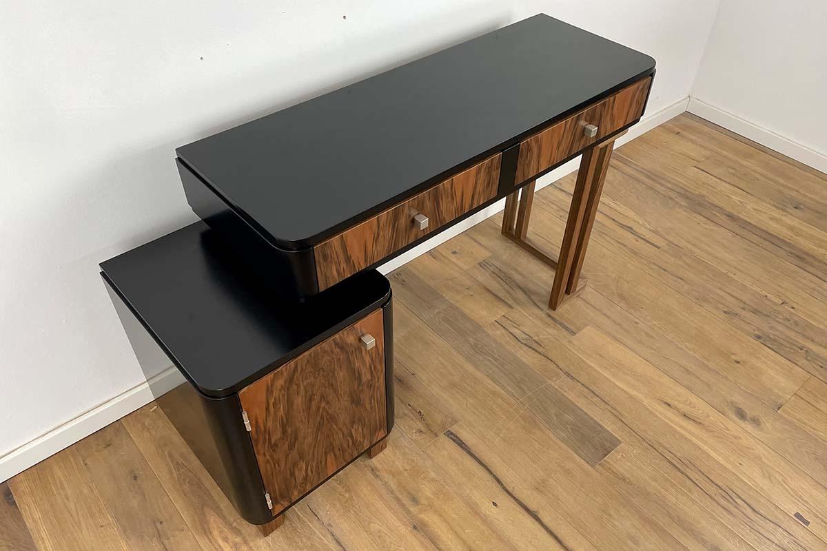 Ladies Desk Art Deco Style Dressing Table in Walnut and Maple For Sale 2