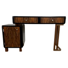 Ladies Desk Art Deco Style Dressing Table in Walnut and Maple