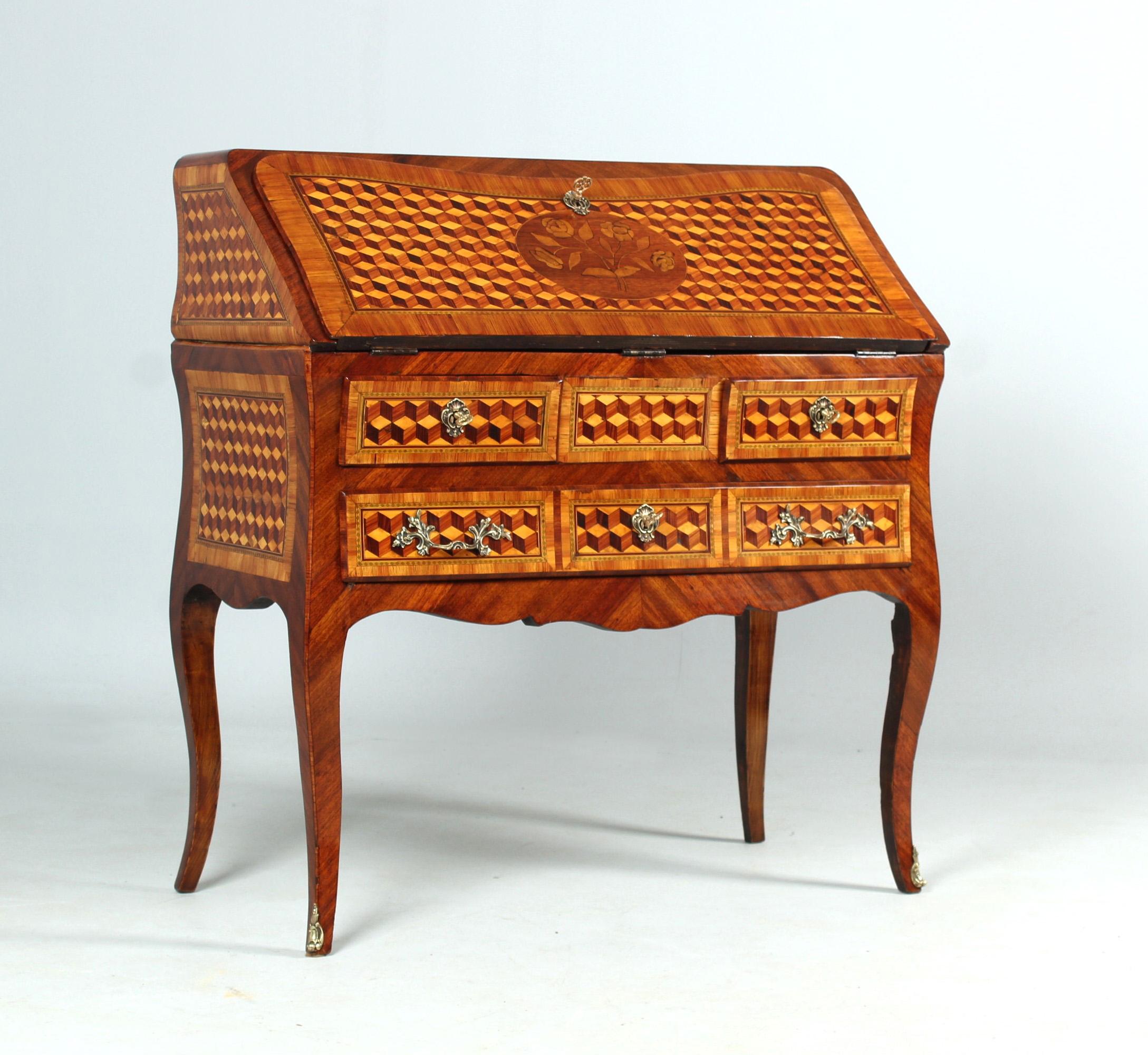 Wood Ladies Desk, Secretaire En Pente, Bureau De Dames, France, 19th Century For Sale