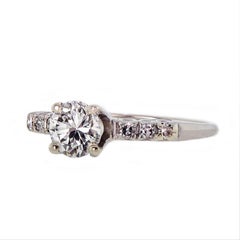 Elegant Diamond 14 Karat White Gold Engagement Ring, circa 1930