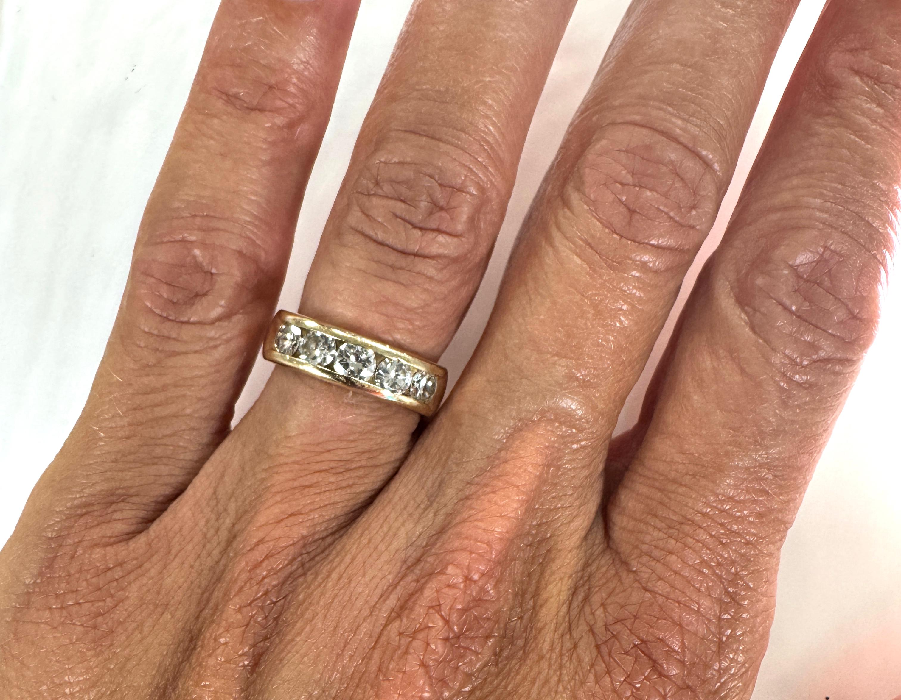 Damen Diamant 5 Stein Ehering 1 Karat Jahrestag-Ring Mined 1ct 14K im Angebot 1