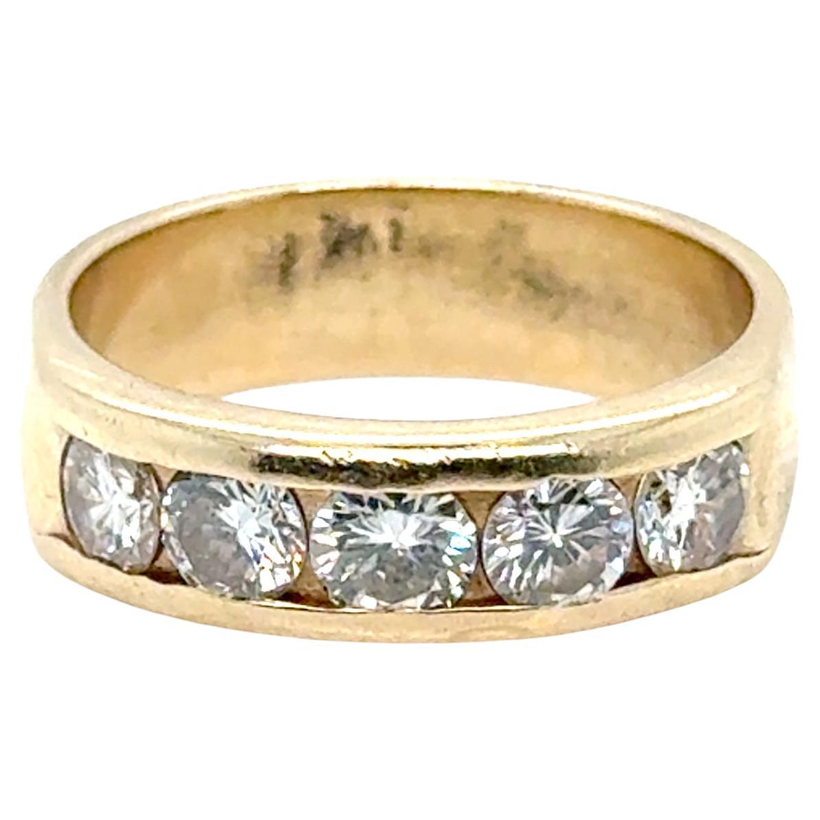 Ladies Diamond 5 Stone Wedding Ring 1 Carat Anniversary Band Mined 1ct 14K