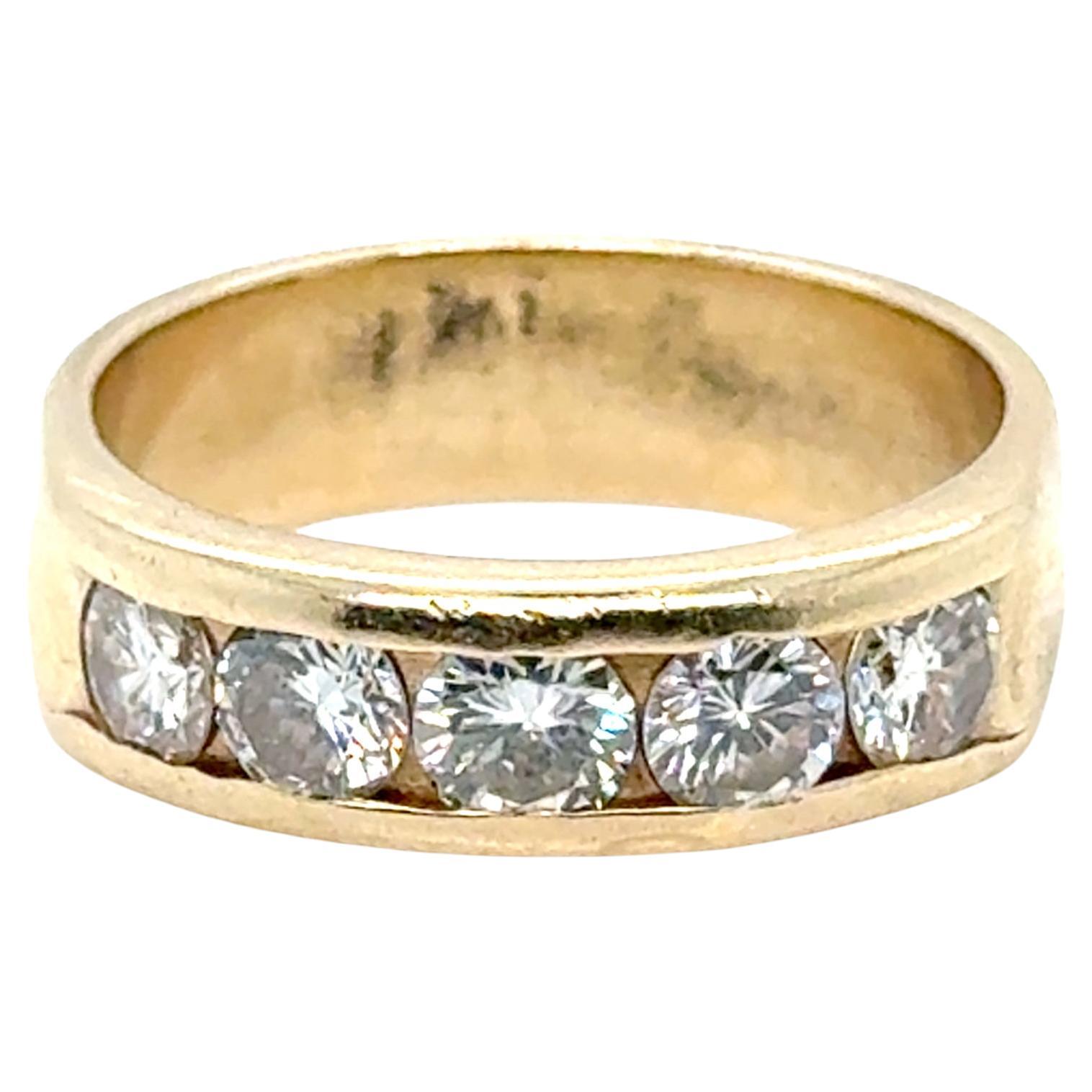Ladies Diamond 5 Stone Wedding Ring 1 Carat Anniversary Band Mined 1ct 14K en vente