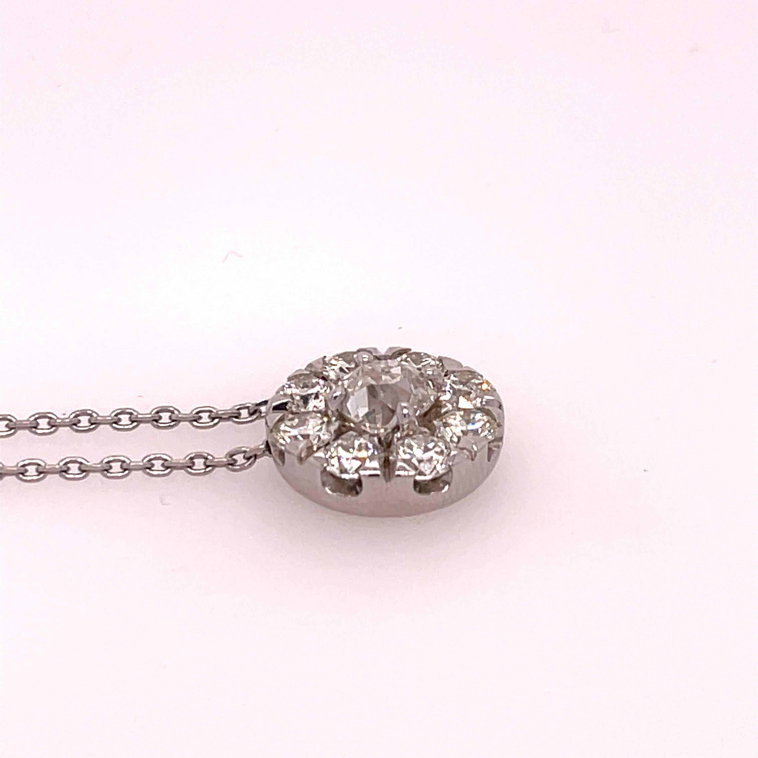 Modern Ladies Diamond Cluster Pendant Necklace