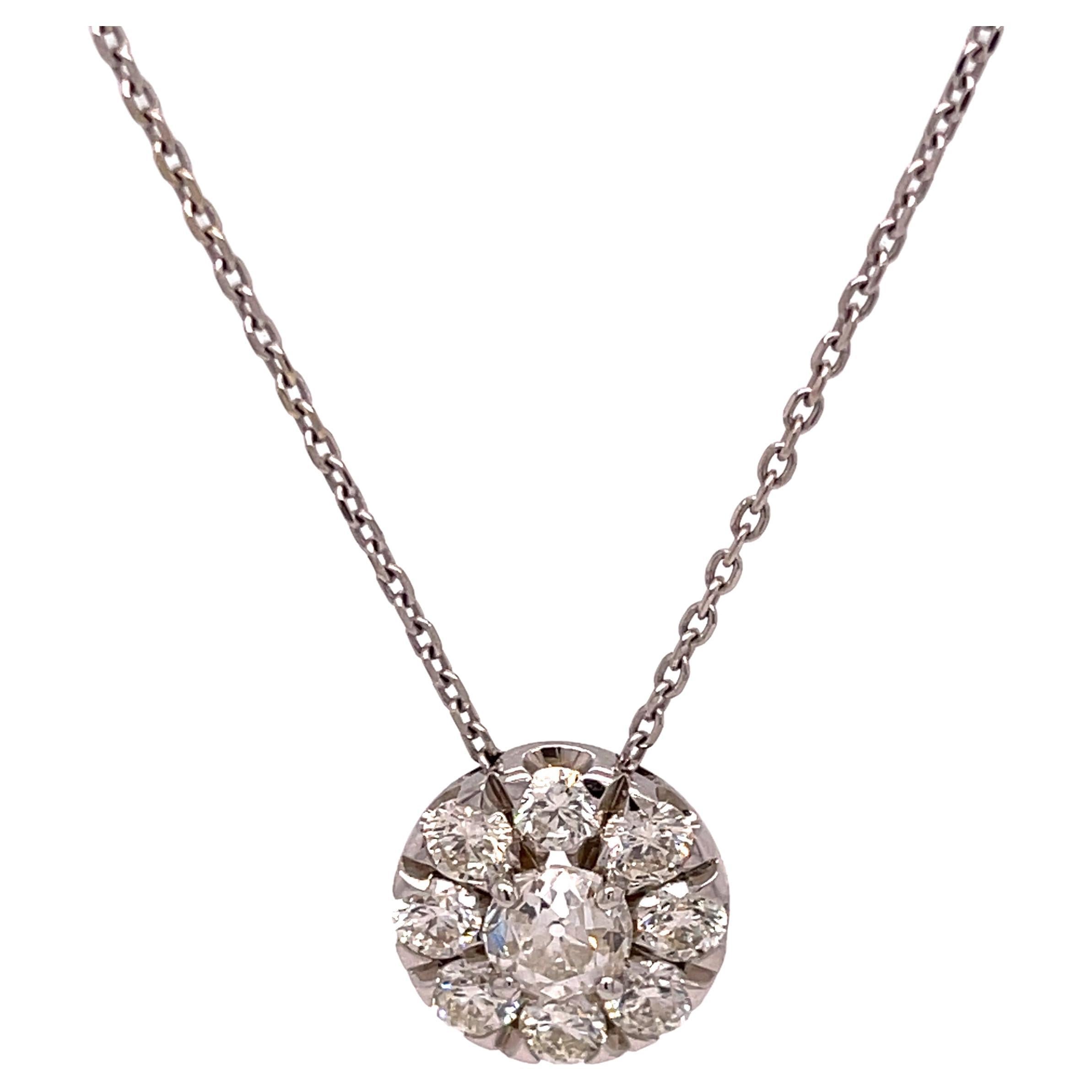 Ladies Diamond Cluster Pendant Necklace