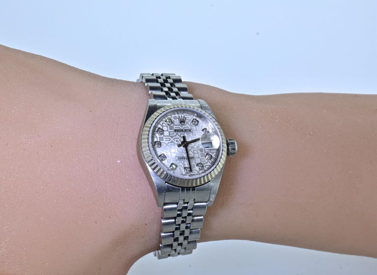 Ladies Diamond Jubilee Dial Rolex with Date-Just Wrist Watch, c. 2008 For Sale 6