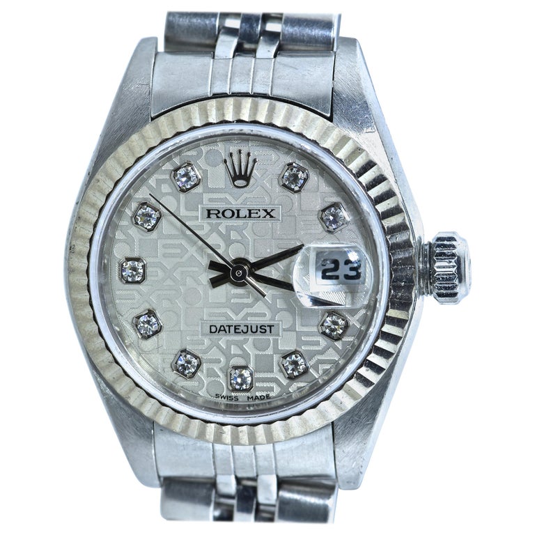 Contemporary Ladies Diamond Jubilee Dial Rolex with Date-Just Wrist Watch, c. 2008 For Sale
