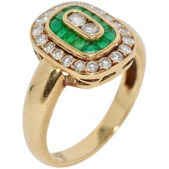 Anillo de Diamantes para Mujer, Oro de 18 Kilates con Esmeraldas
