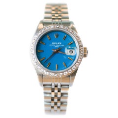 Ladies Diamond Rolex Oyster Perpetual Date Wrist Watch, 18 Karat White Gold