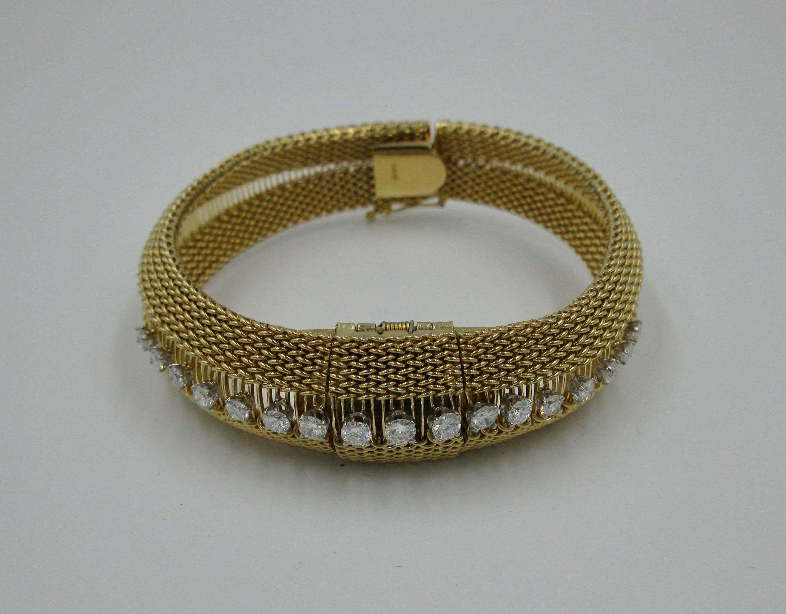 Ladies Diamond Yellow Gold Wristwatch Bracelet Mid-Century Modern Madmen, 1960s For Sale 1