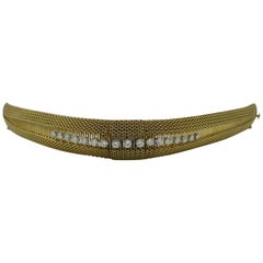 Ladies Diamond Yellow Gold Wristwatch Bracelet Mid-Century Modern Madmen, 1960s