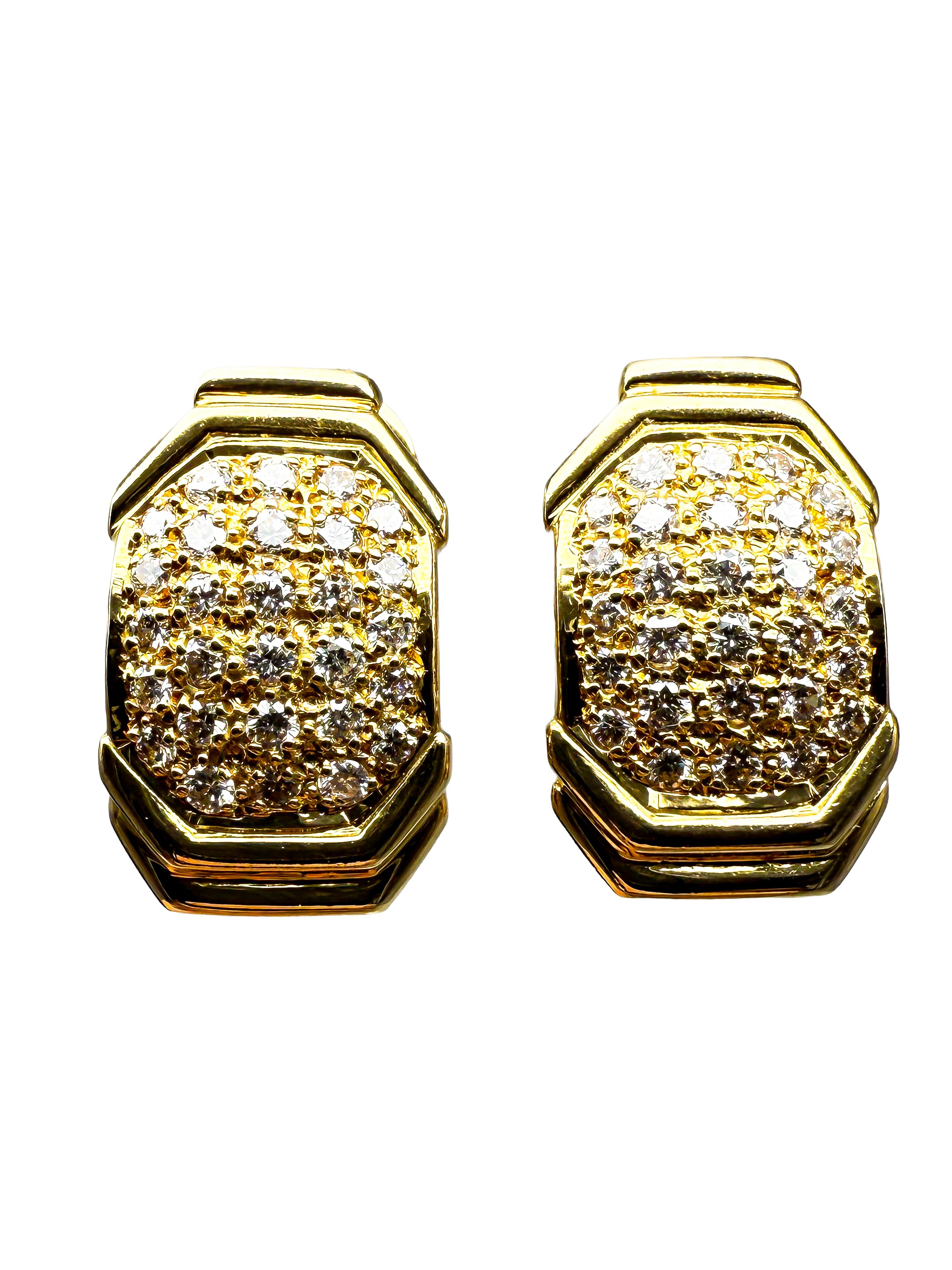 Rétro Orecchini da donna in oro giallo 18 carati con diamanti; certificati in vendita