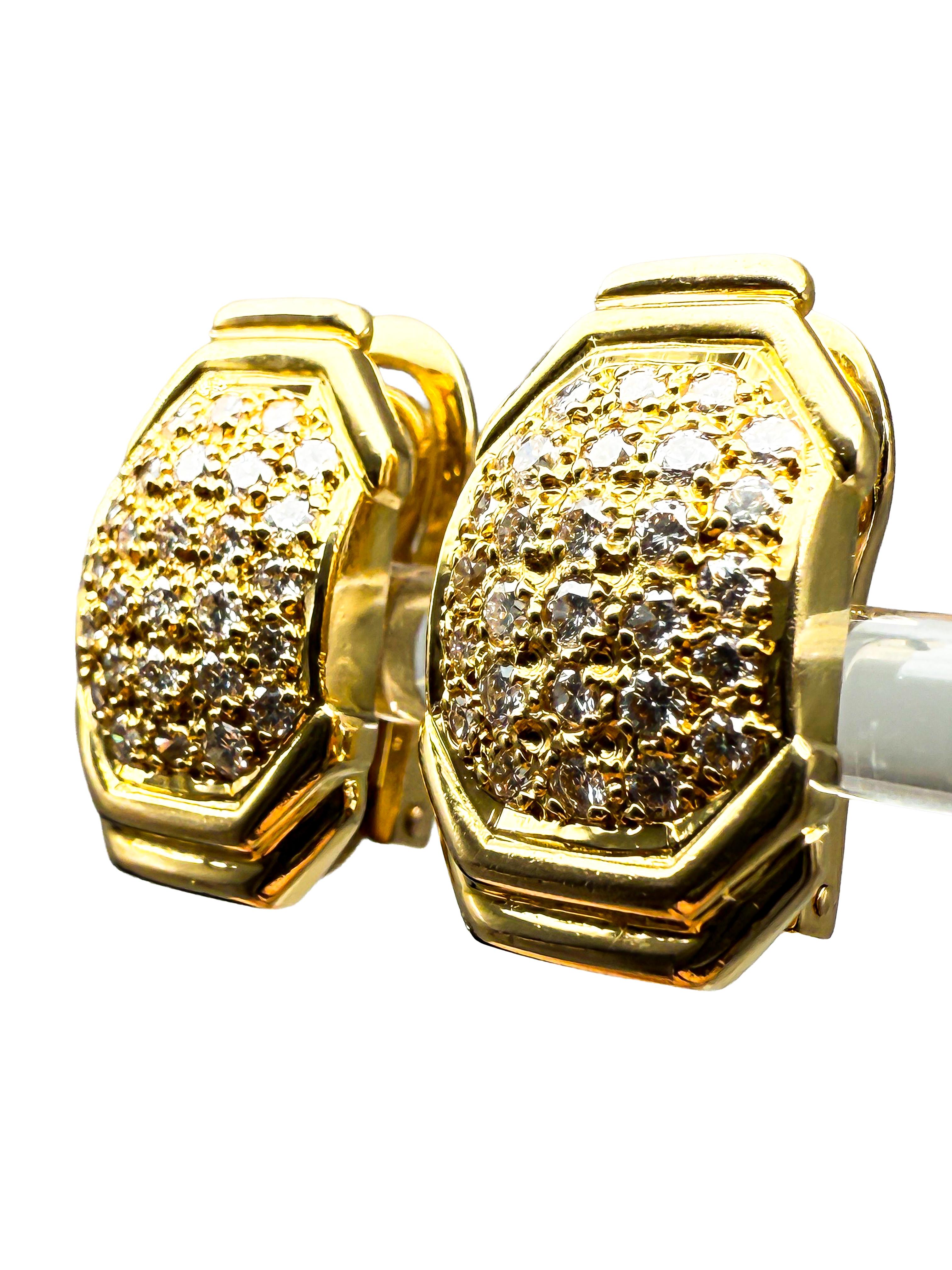 Taglio brillante Orecchini da donna in oro giallo 18 carati con diamanti; certificati in vendita