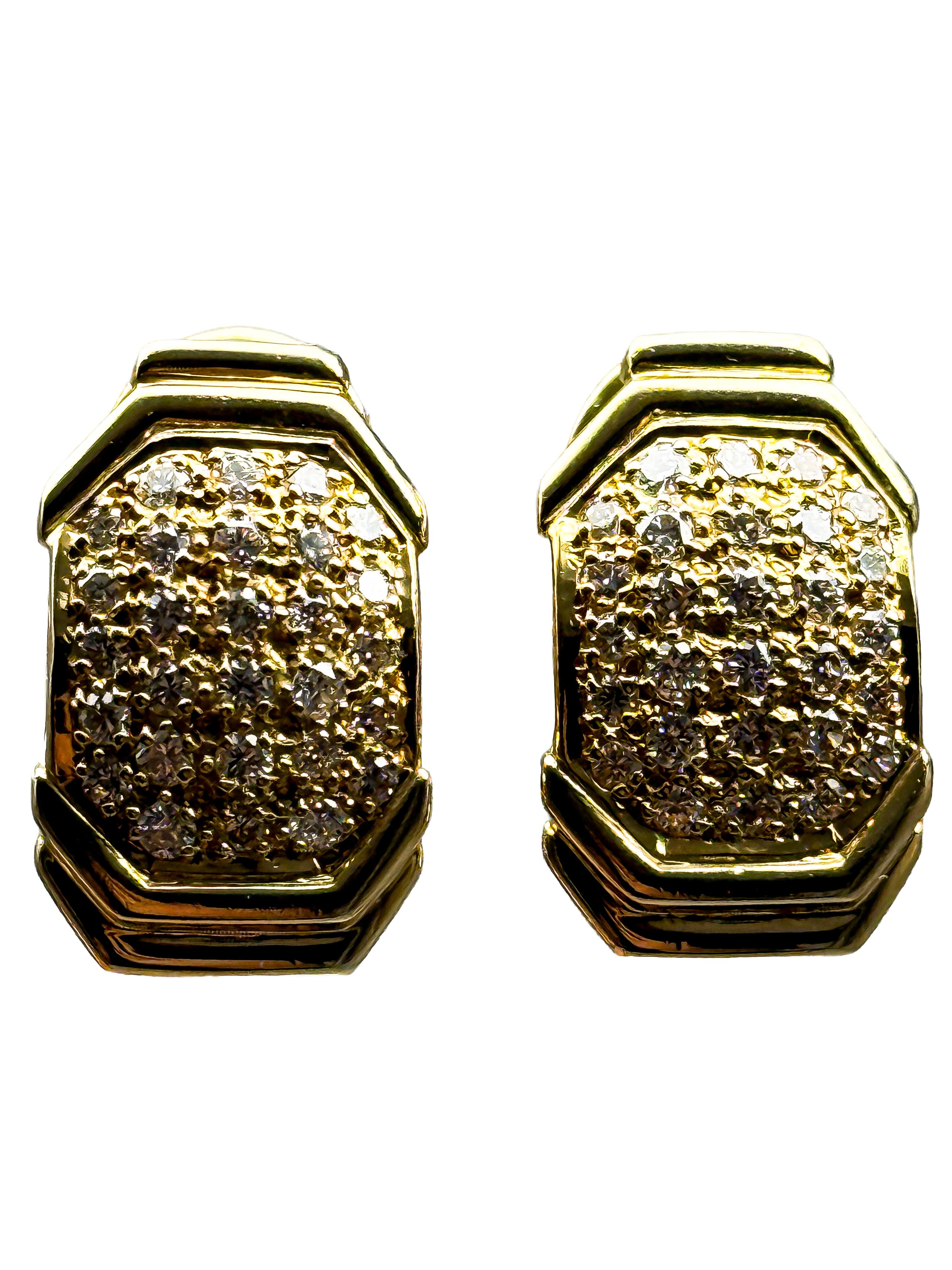 da uomo o donna Orecchini da donna in oro giallo 18 carati con diamanti; certificati in vendita