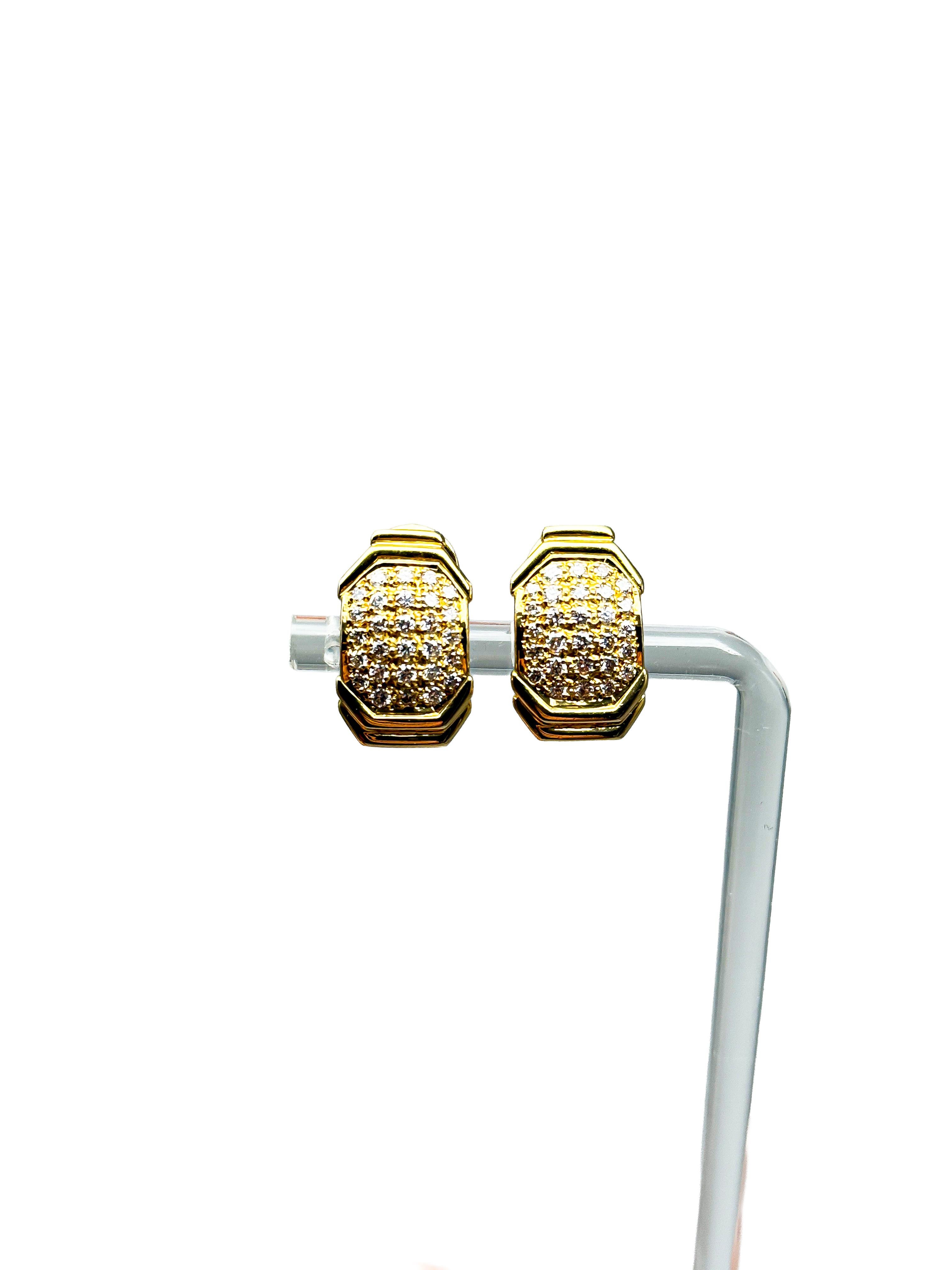 Orecchini da donna in oro giallo 18 carati con diamanti; certificati in vendita 1