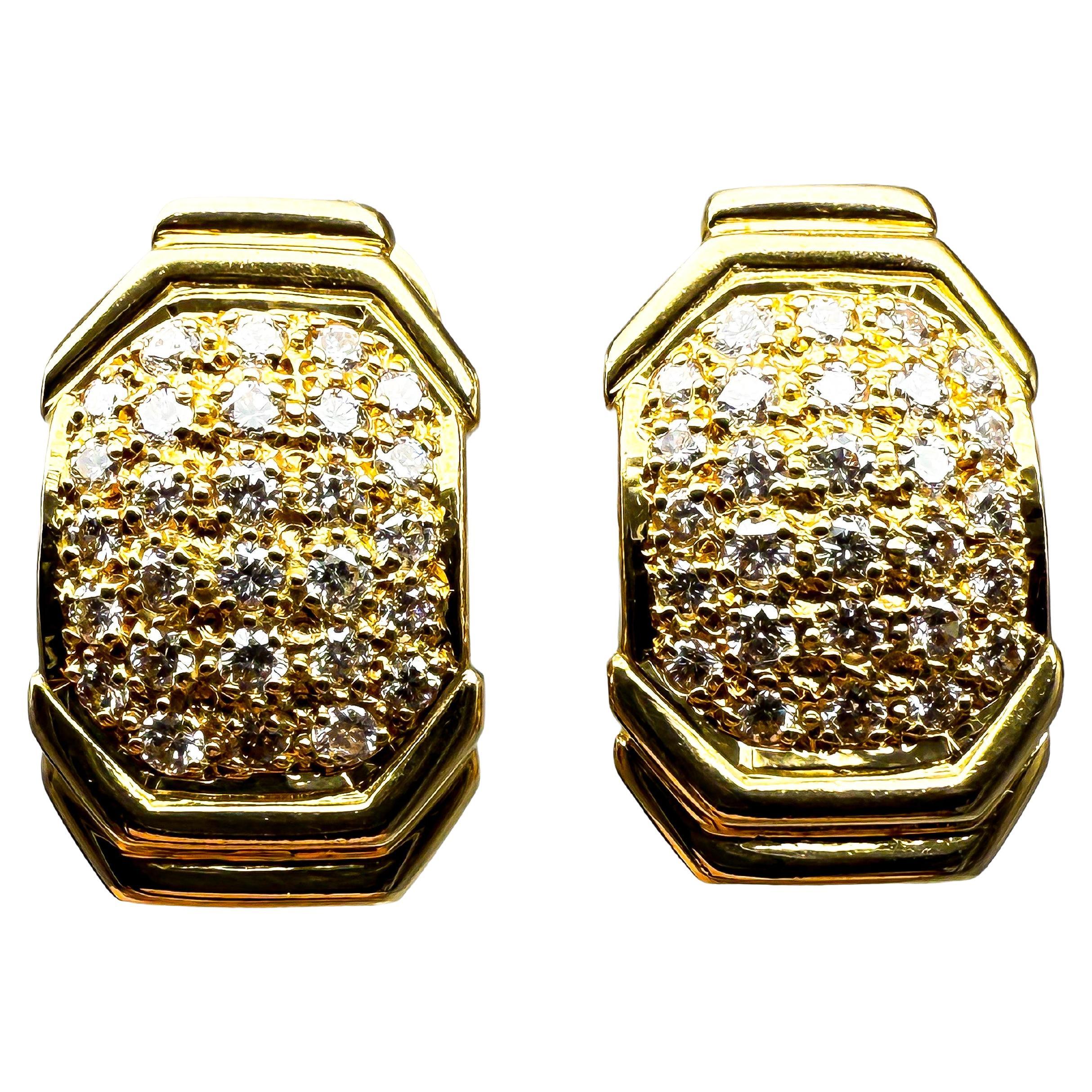 Ladies’ earrings in 18k yellow gold with diamonds; certified