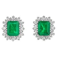 Ladies Earrings with Emeralds and Diamonds