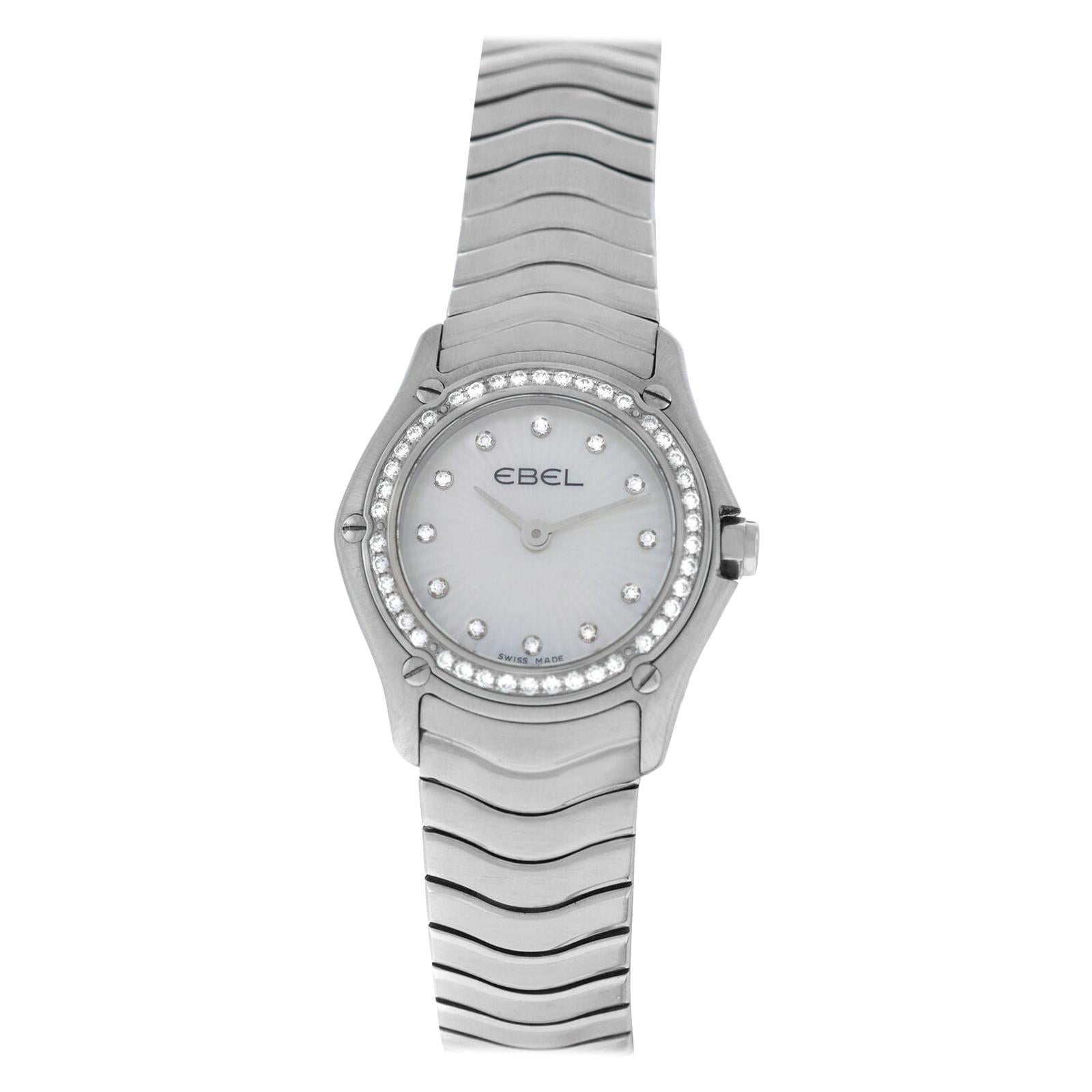 Ladies' Ebel 9003F14 Quartz Steel Mother of Pearl Diamond Watch For Sale