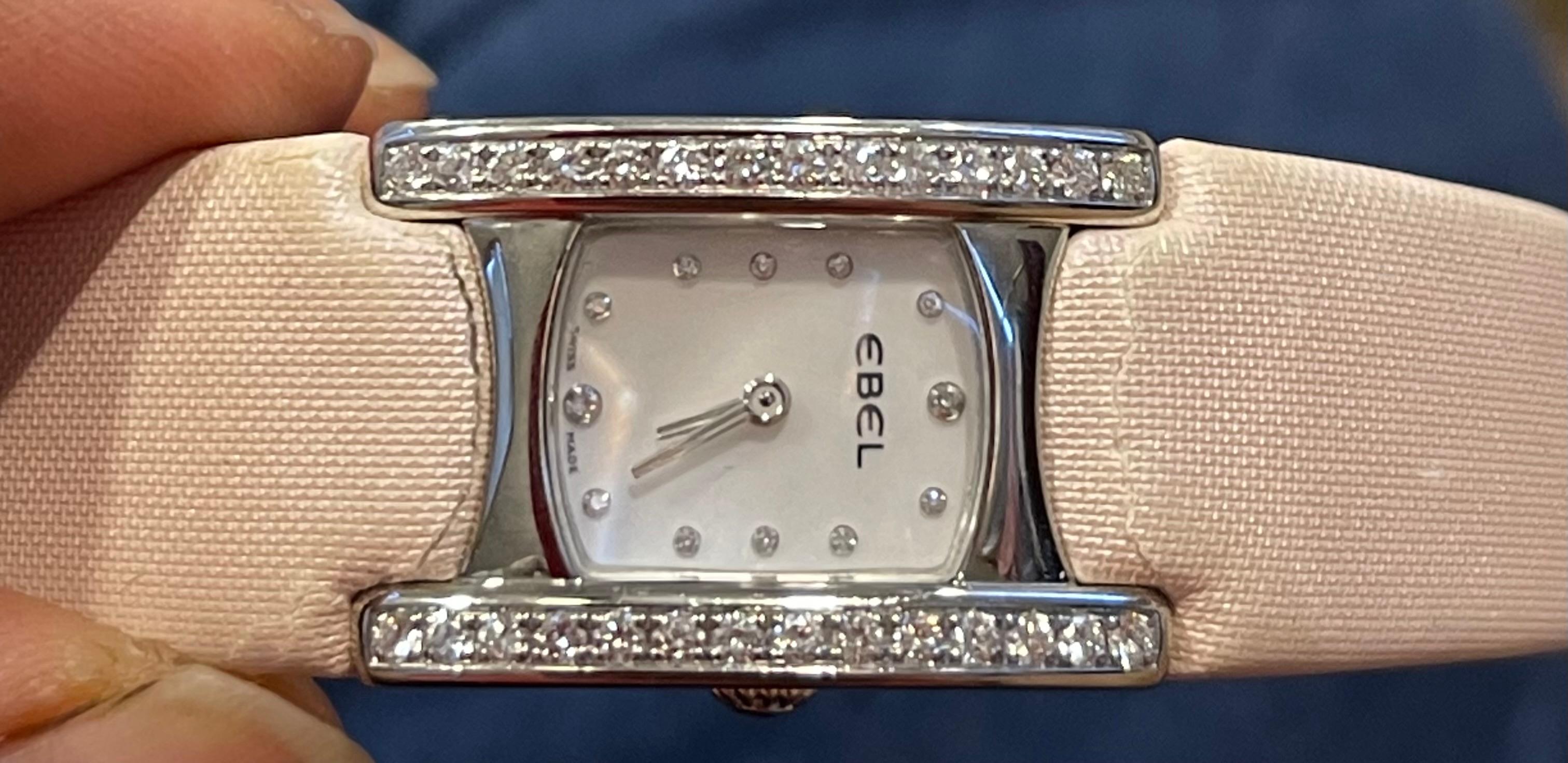 Ladies Ebel Beluga Stainless Steel with Diamonds E9057a28-10, Leather Pink Belt For Sale 4