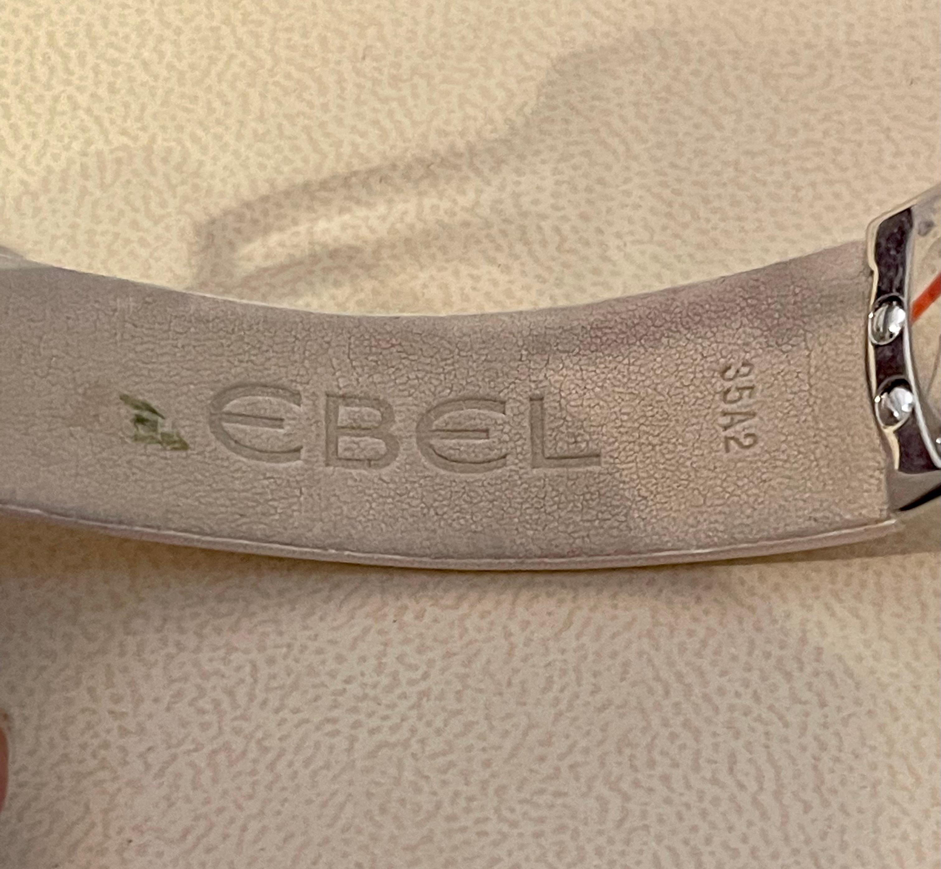 Damen Ebel Beluga Edelstahl mit Diamanten E9057a28-10, rosa Ledergürtel aus Leder im Angebot 1