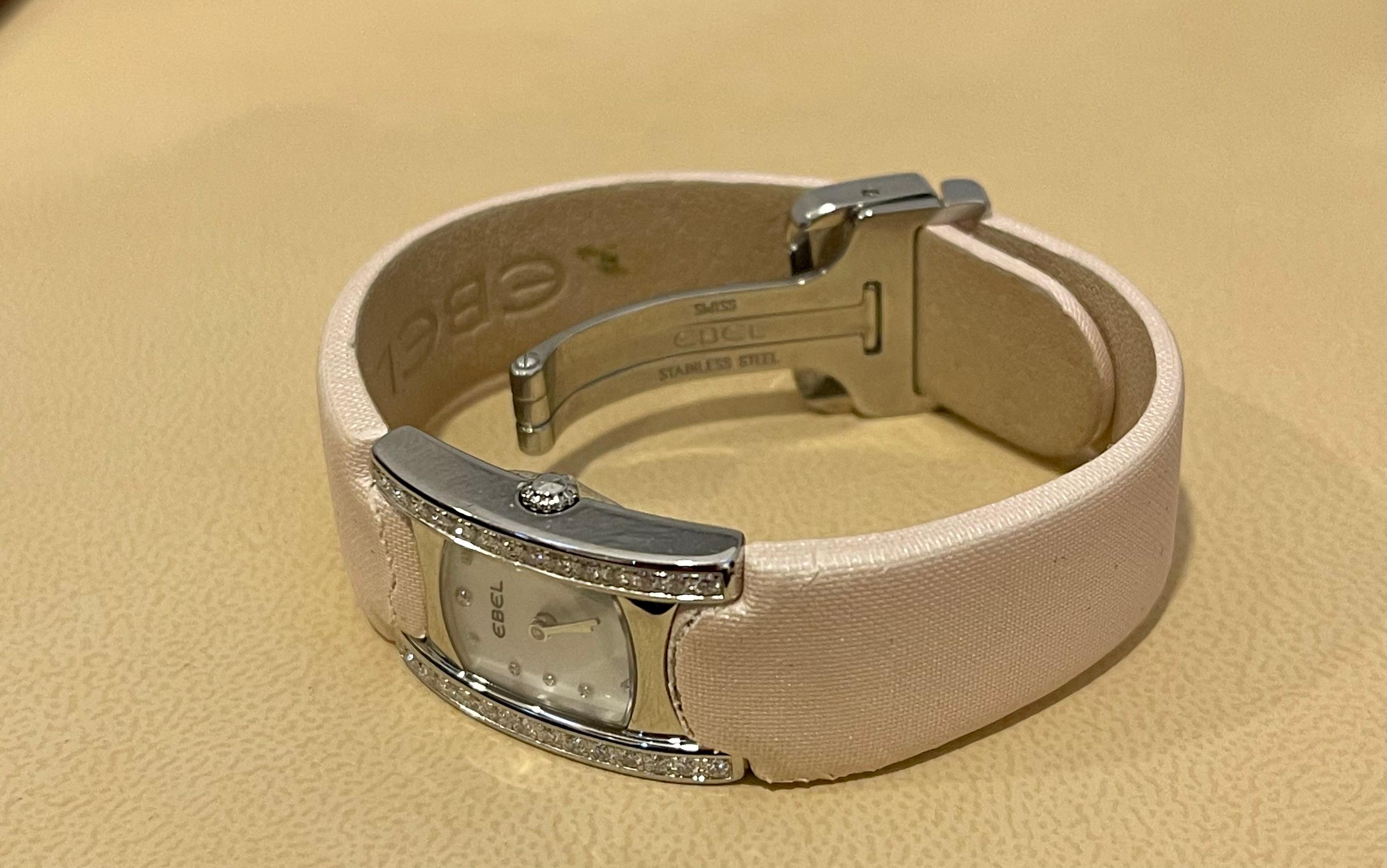 Women's Ladies Ebel Beluga Stainless Steel with Diamonds E9057a28-10, Leather Pink Belt For Sale