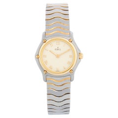 Ebel Sport Classique Montre à cadran en acier et or blanc 18 carats avec cadran en quartz pour femmes