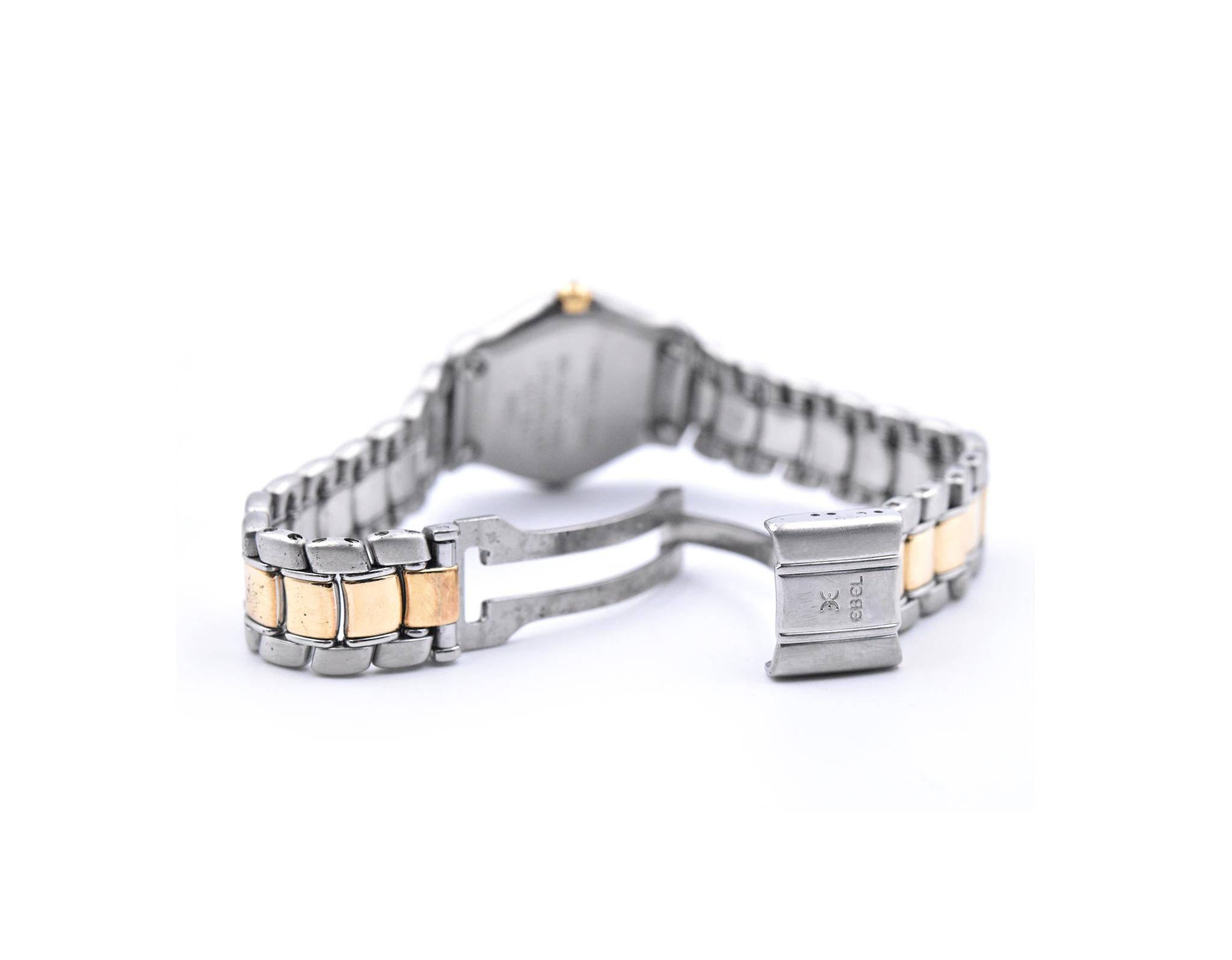 Ladies Ebel Stainless Steel and 18 Karat Yellow Gold Diamond Watch In Excellent Condition In Scottsdale, AZ
