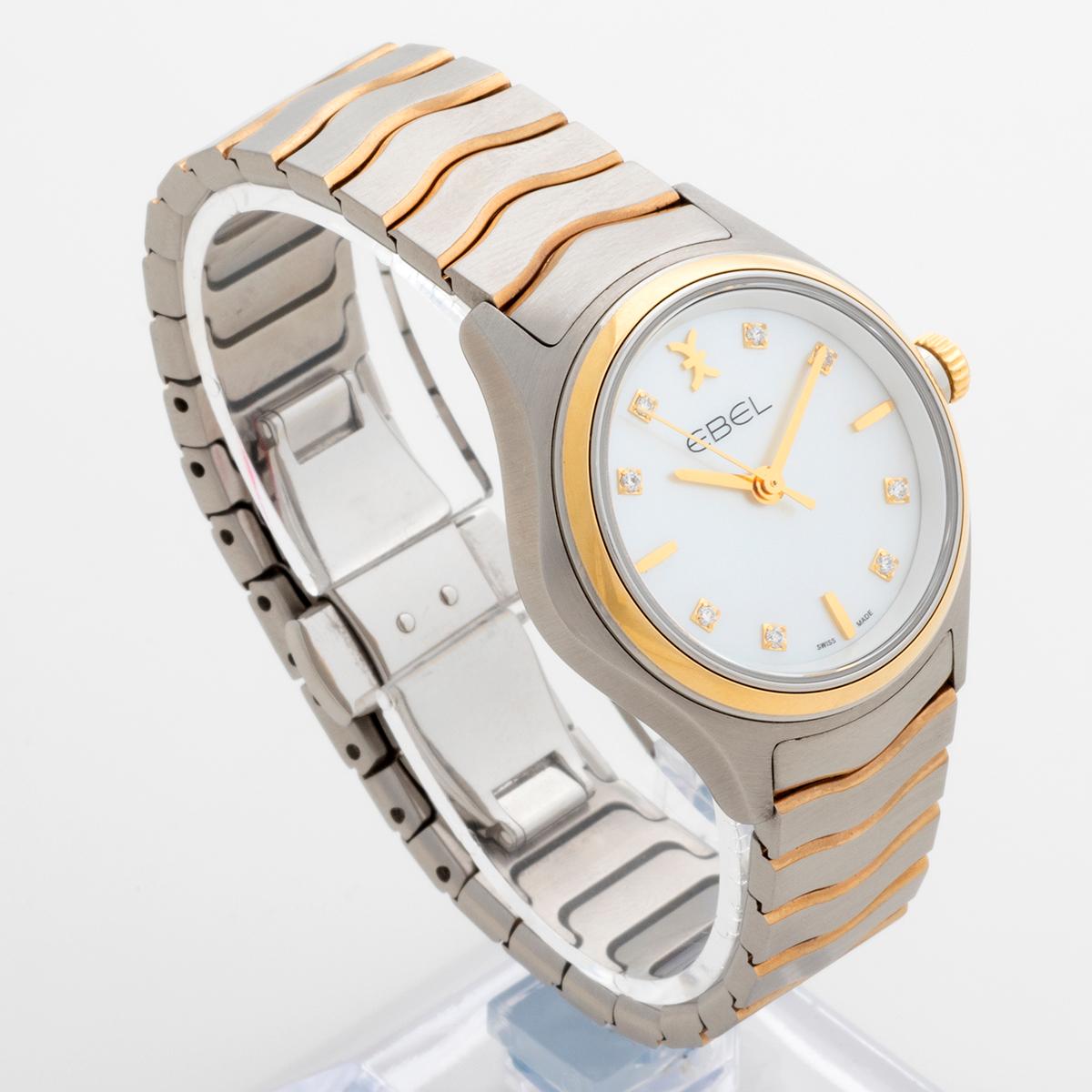 Ladies Ebel Wave Wristwatch, Yellow Gold, Mother of Pearl, Diamond Indices. In Excellent Condition In Canterbury, England