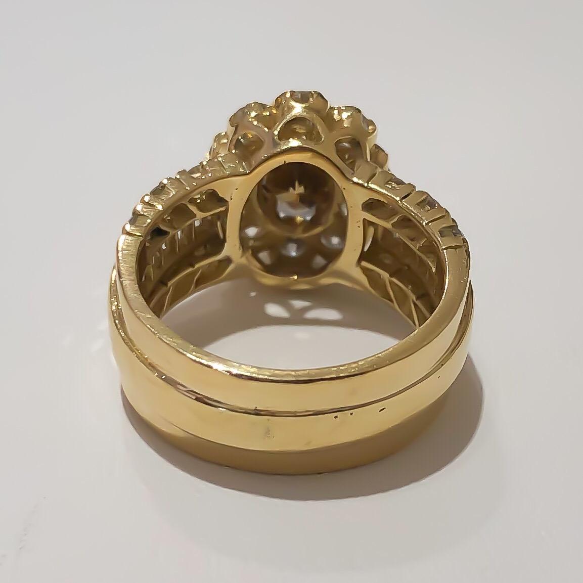 Women's Ladies Fancy Deep Brown Oval Diamond Halo Wide Ring 1.18 Carat 18 Karat Gold For Sale