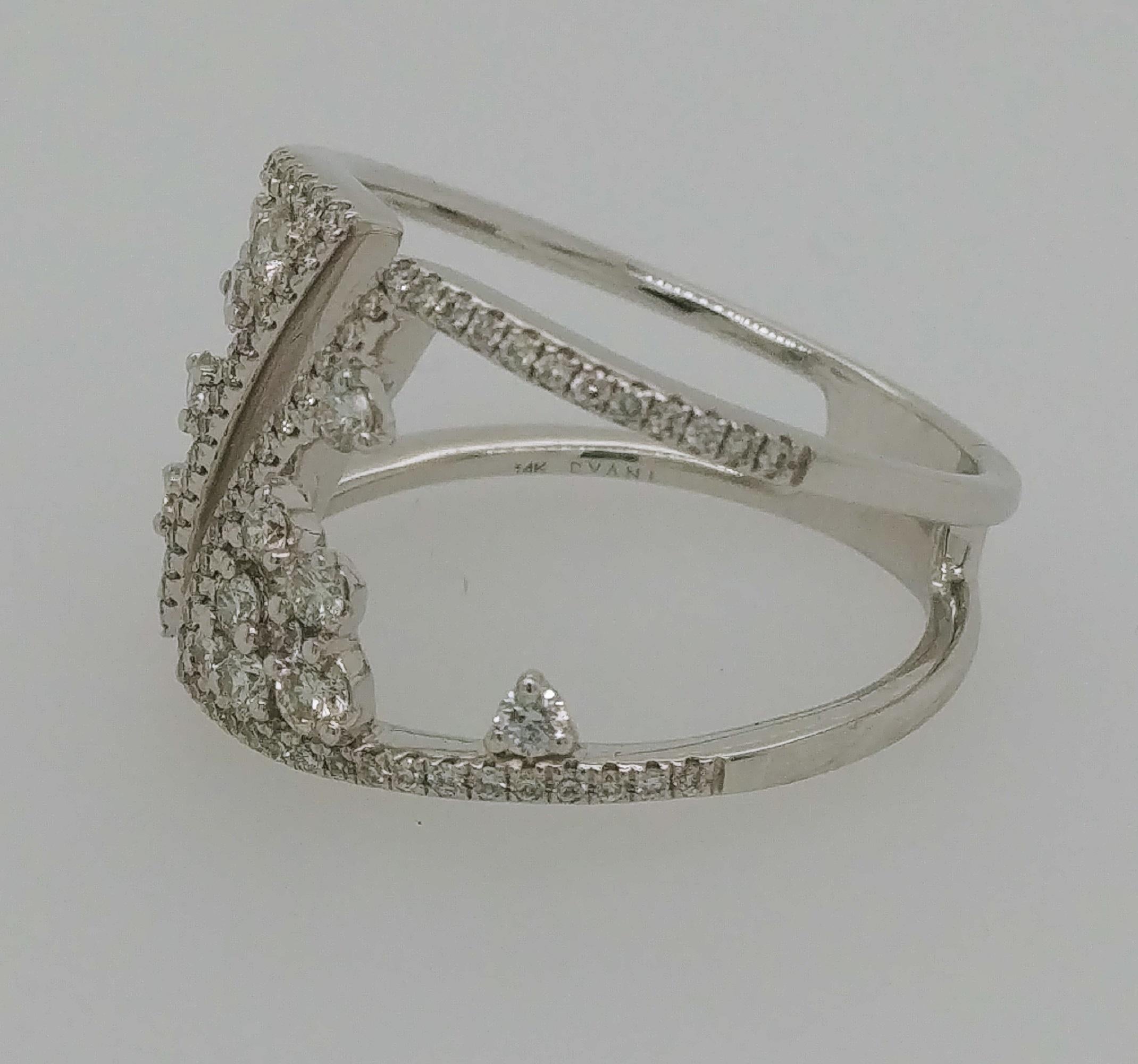Modern Ladies Fashion Diamond Scatter Style Ring 0.64 Carat 14 Karat White Gold For Sale