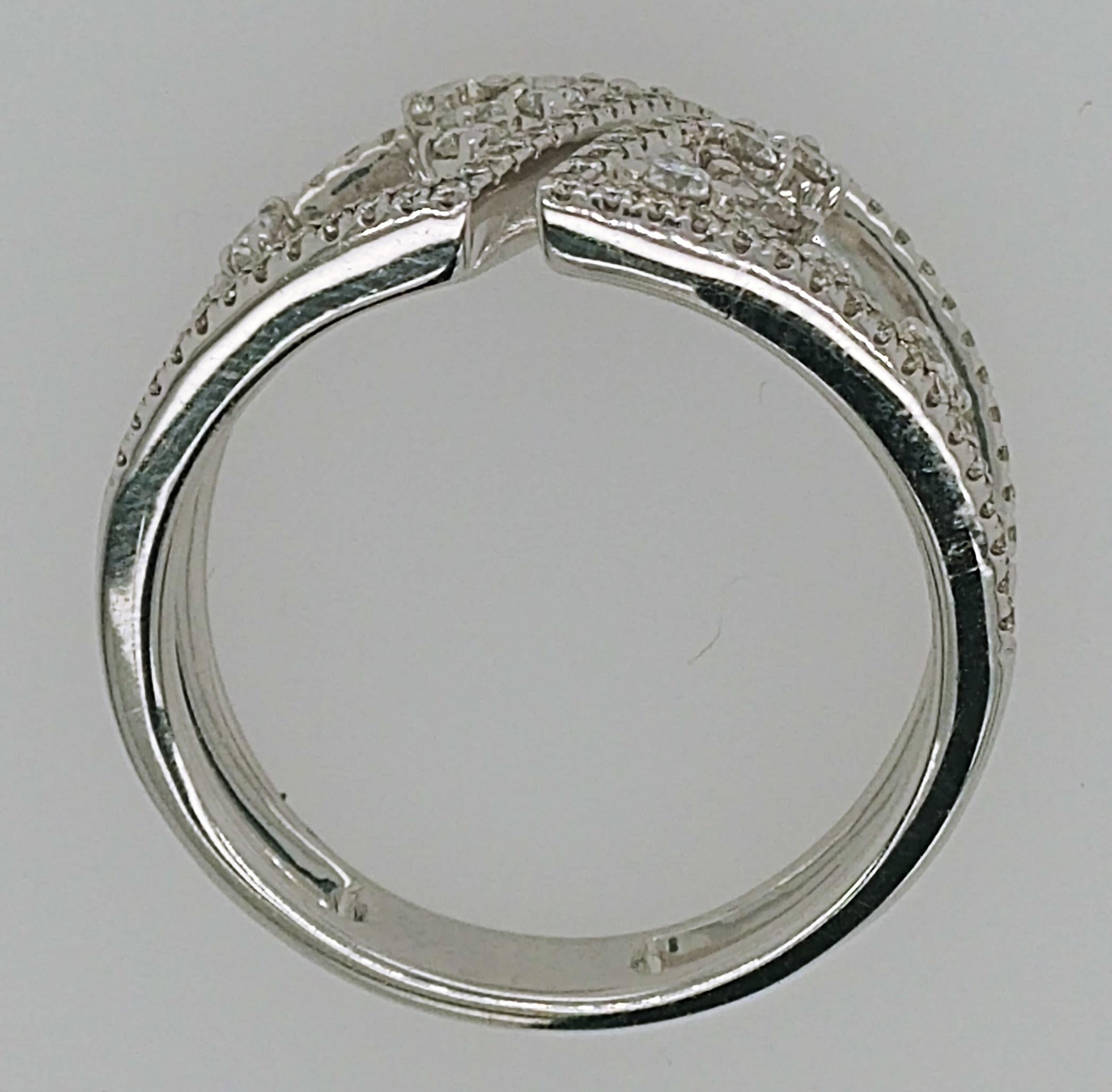 Round Cut Ladies Fashion Diamond Scatter Style Ring 0.64 Carat 14 Karat White Gold For Sale