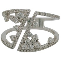 Ladies Fashion Diamond Scatter Style Ring 0.64 Carat 14 Karat White Gold