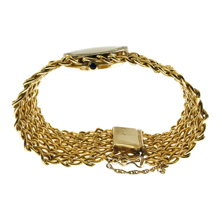 Geneva Ladies Yellow Gold Diamond Bracelet Watch, Circa 1970s In Good Condition For Sale In Palm Desert, CA