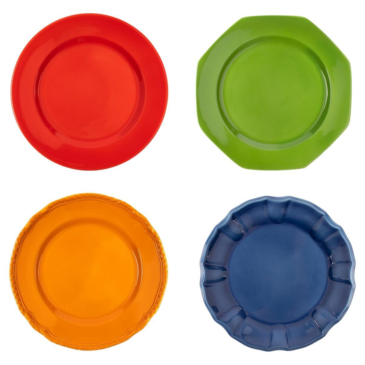 Ladies & Gentlemen Ceramic Set of 4 Prime Dinner Plates by Stories of Italy For Sale