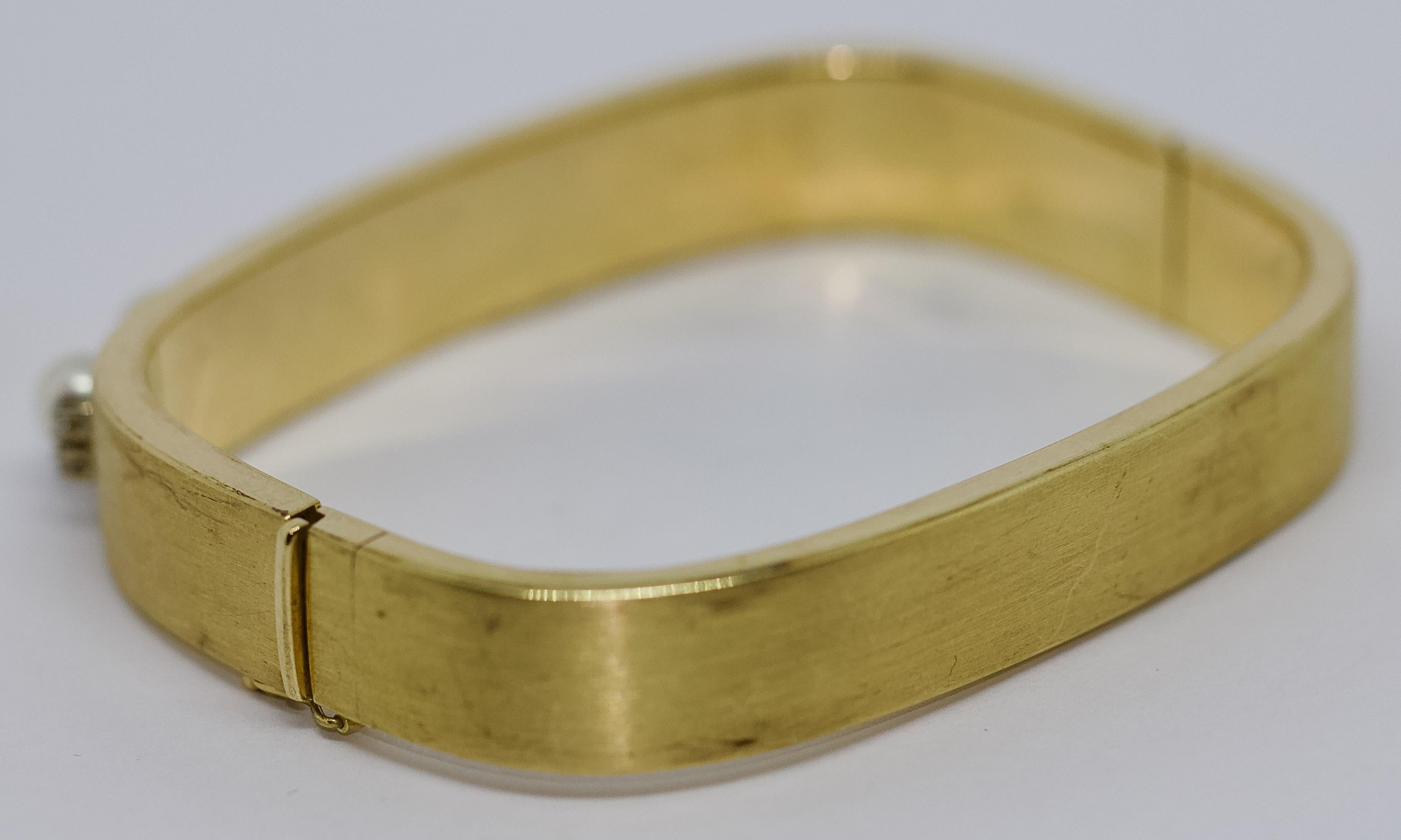 Women's Ladies Gold Bangle, with Pearls and Diamonds For Sale