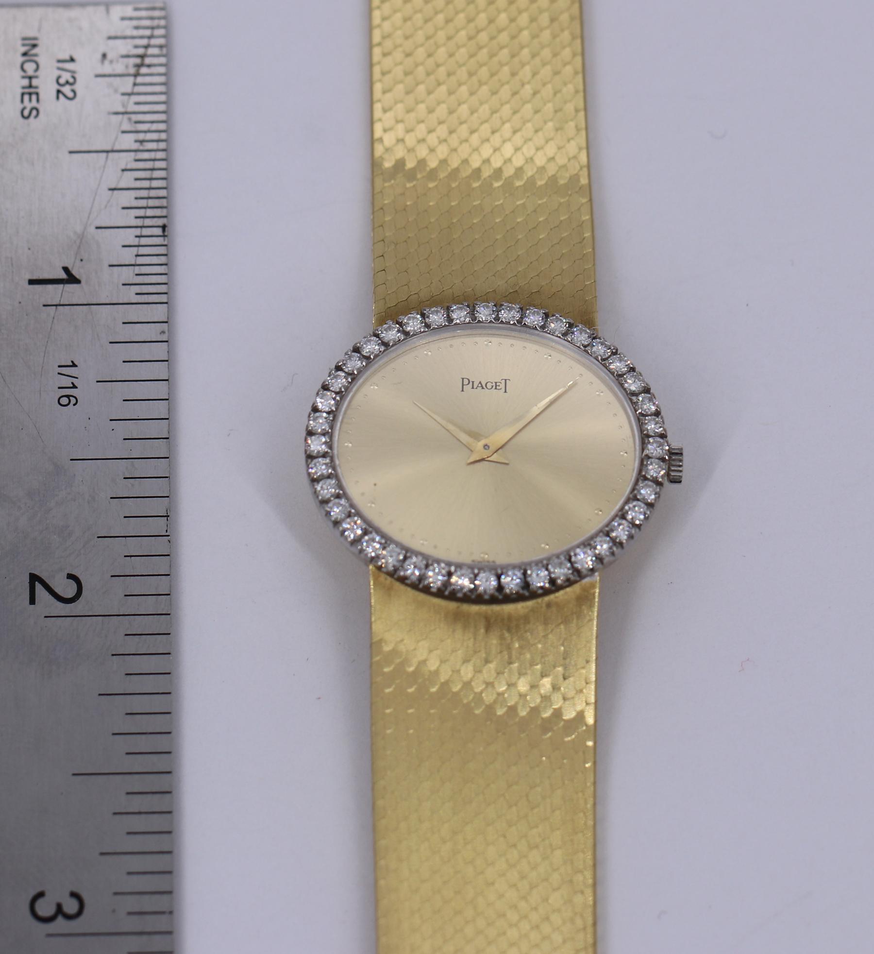 Ladies Gold Piaget Watch with Champagne Dial and Diamond Bezel 3