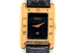 Ladies Gucci 4200 Wrist Watch Yellow Gold Plated Leather Band Quartz