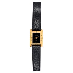 Ladies Gucci 4200 Wrist Watch Yellow Gold Plated Leather Band Quartz