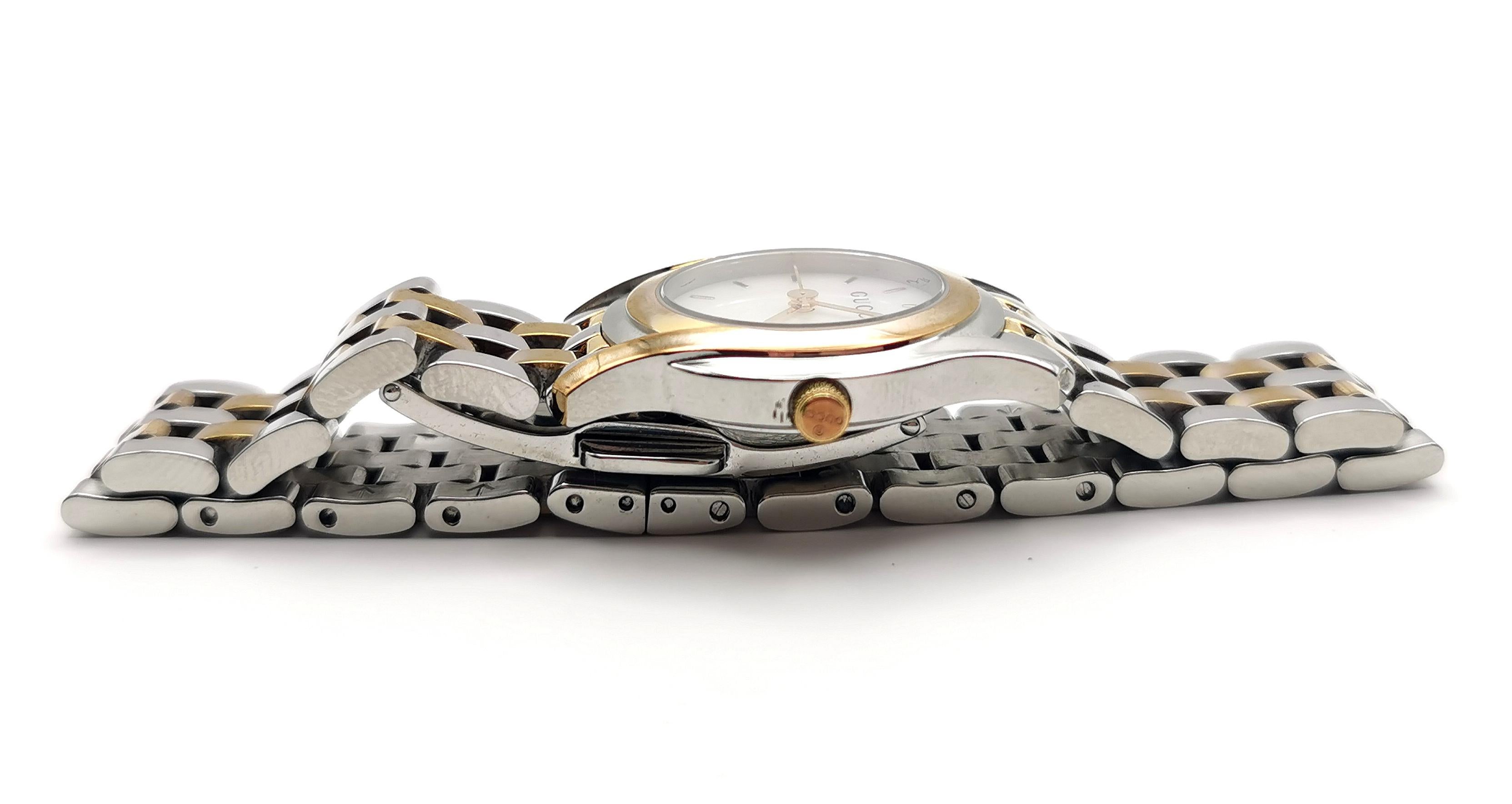 Ladies Gucci 5500L wristwatch, Stainless steel and Gold plated 6