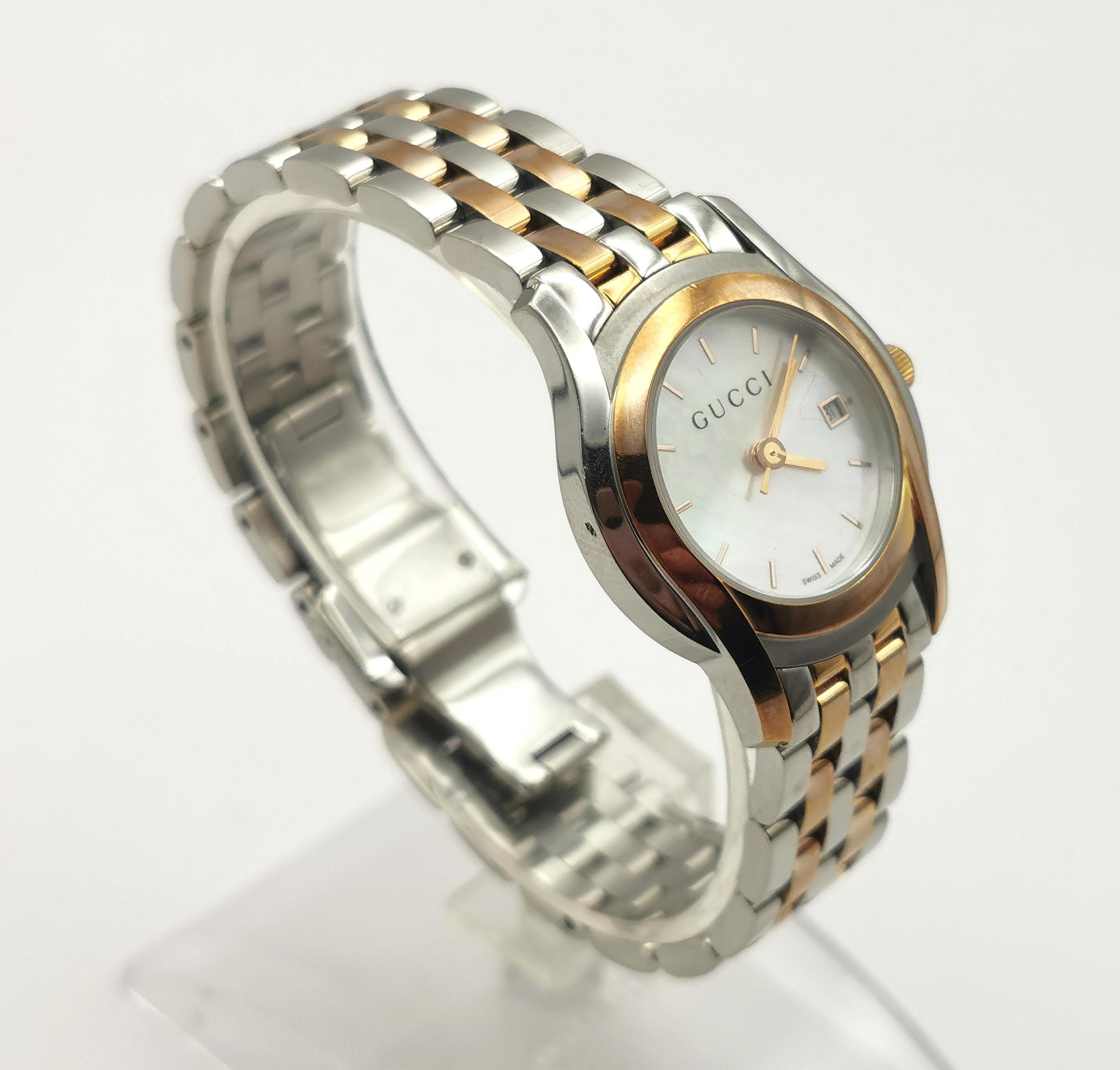 Ladies Gucci 5500L wristwatch, Stainless steel and Gold plated In Good Condition In NEWARK, GB