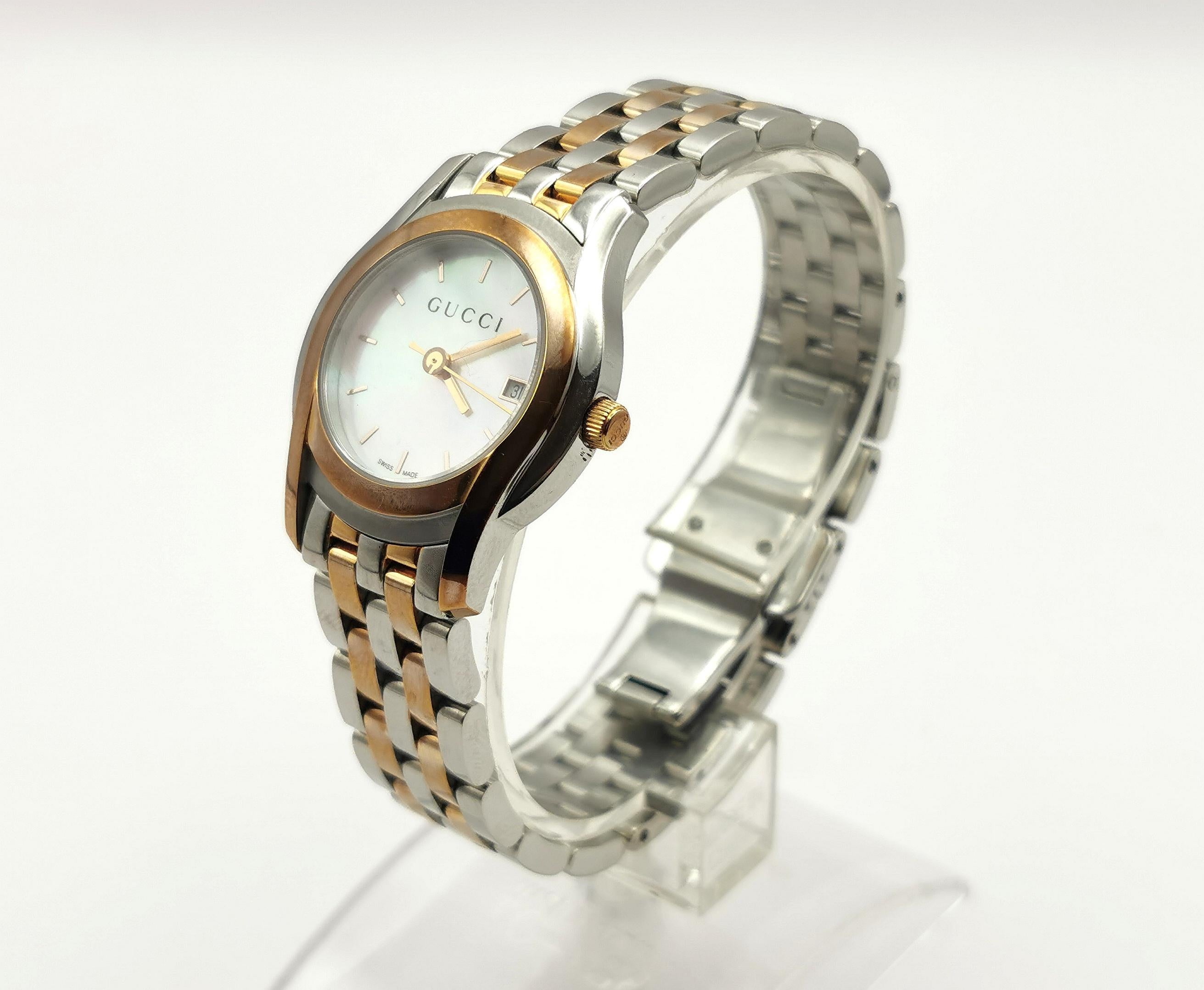 Women's Ladies Gucci 5500L wristwatch, Stainless steel and Gold plated