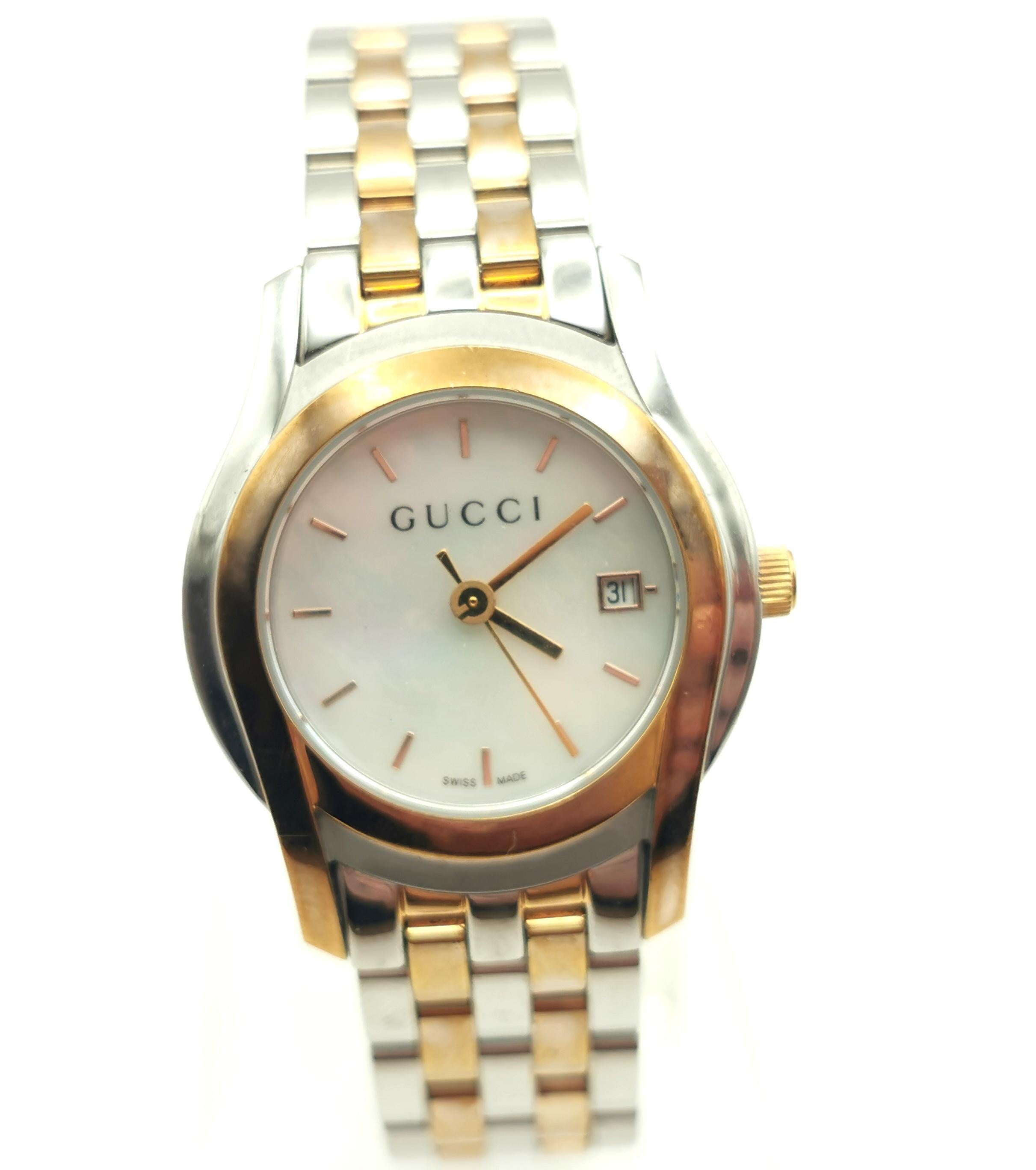 Ladies Gucci 5500L wristwatch, Stainless steel and Gold plated 1