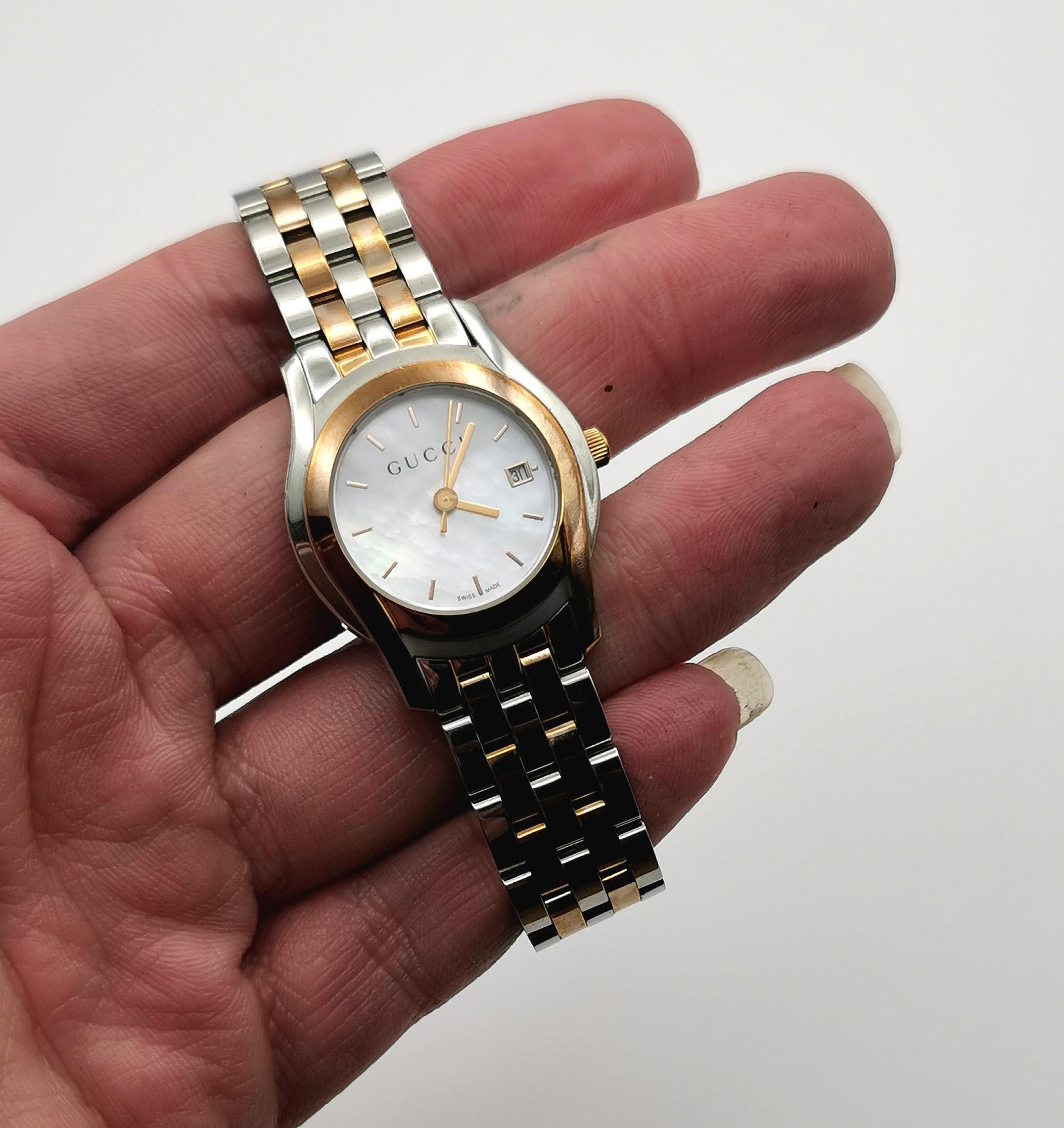 Ladies Gucci 5500L wristwatch, Stainless steel and Gold plated 3