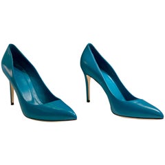 Ladies Gucci Deep Cobalt 4" Malaga Kid High Pumps Shoes Size 41 Made in Italy