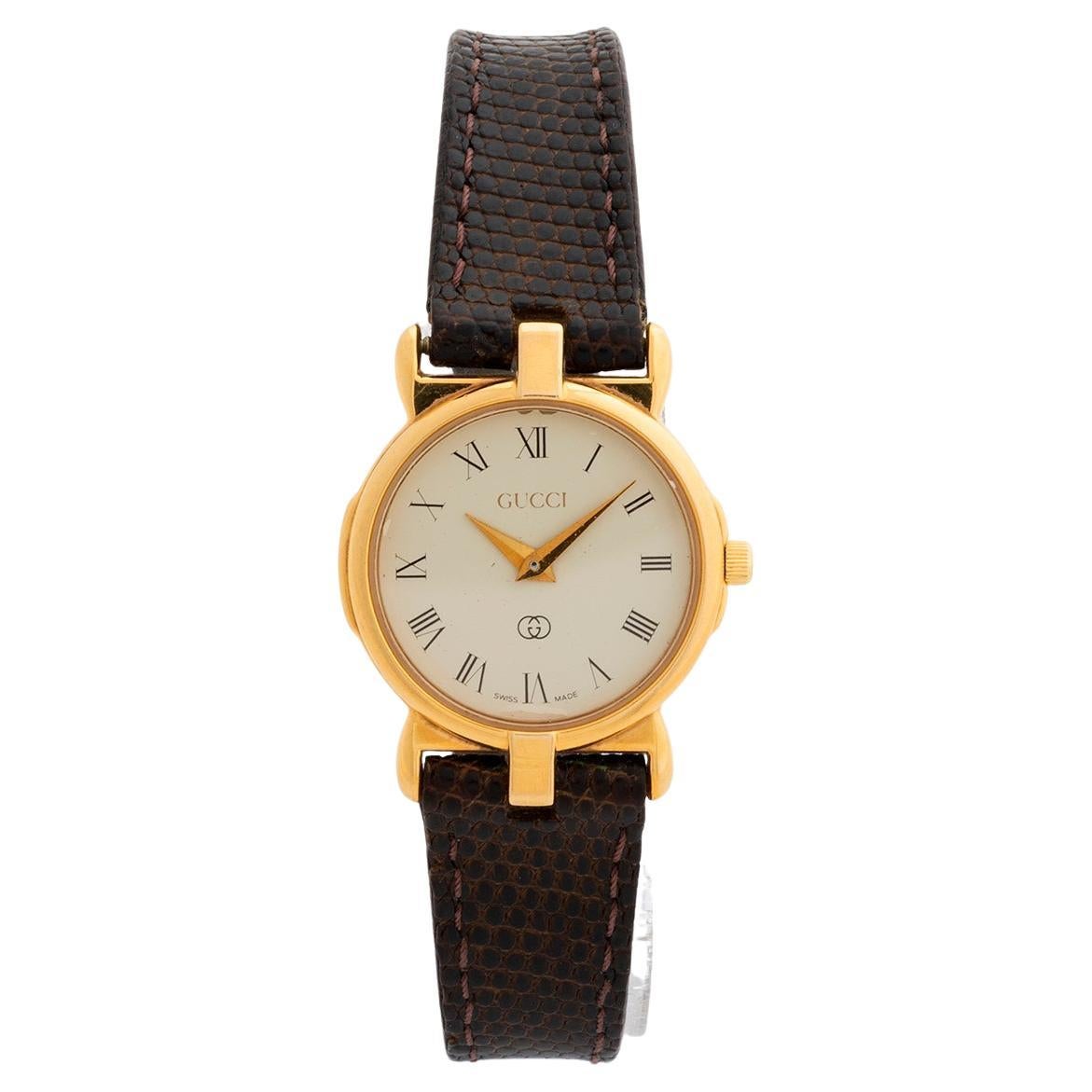 Ladies Gucci reference 3400L / 3400FL, heavy gold plated stainless steel, c1995