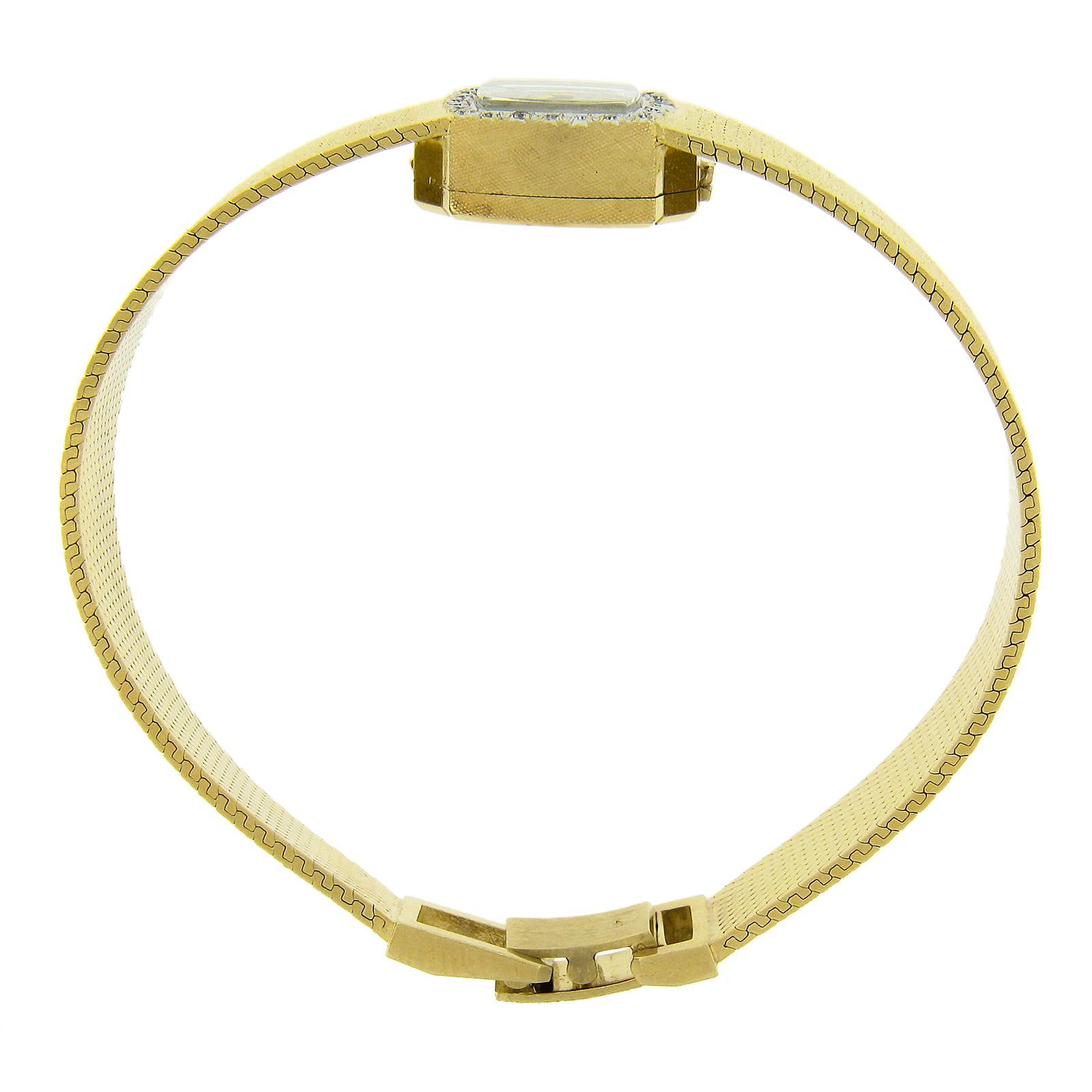 Ladies Hamilton 14k Yellow Gold Mechanical Wrist Watch Bracelet w/ Diamond Bezel For Sale 5