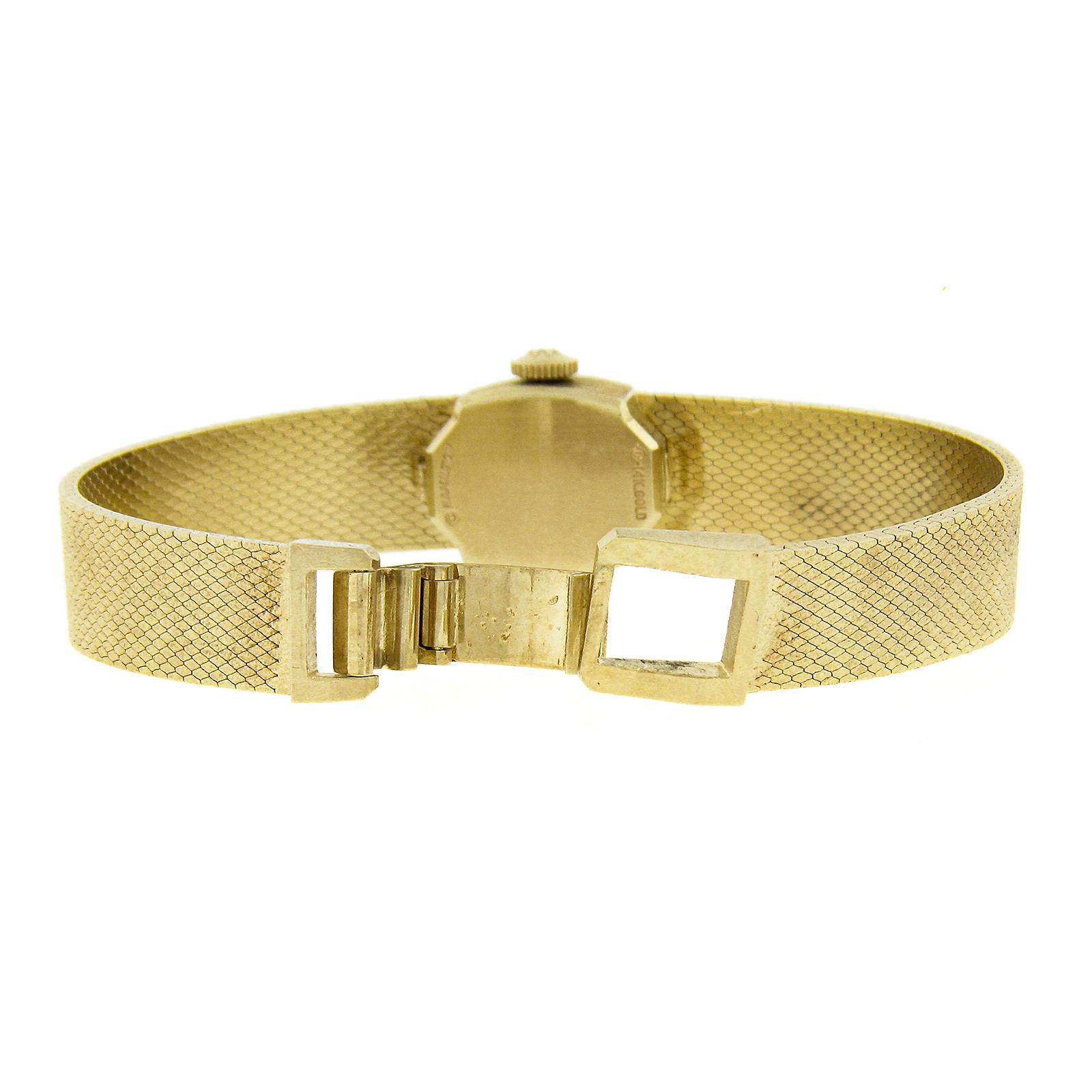 Ladies Hamilton 14k Yellow Gold Mechanical Wrist Watch Bracelet w/ Diamond Bezel For Sale 2