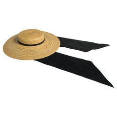 Sombrero de paja para señoras Happy Capper Field Co. Los Ángeles Nunca usada con etiqueta de cordón
