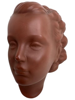 Ladies Head Bust Wall Mask Decoration Vintage, Austria 1950s